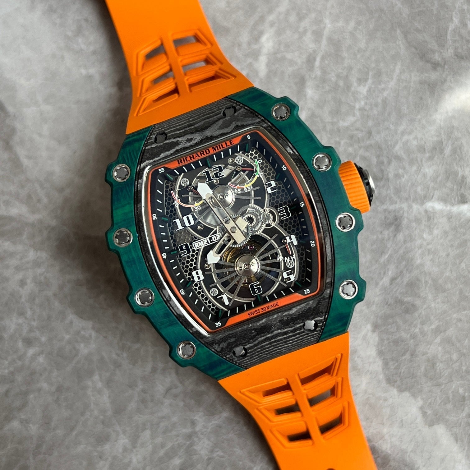 Richard Mille RM 21-02 Automatic Flyback Chronograph – Carbon TPT® & Green Quartz TPT®