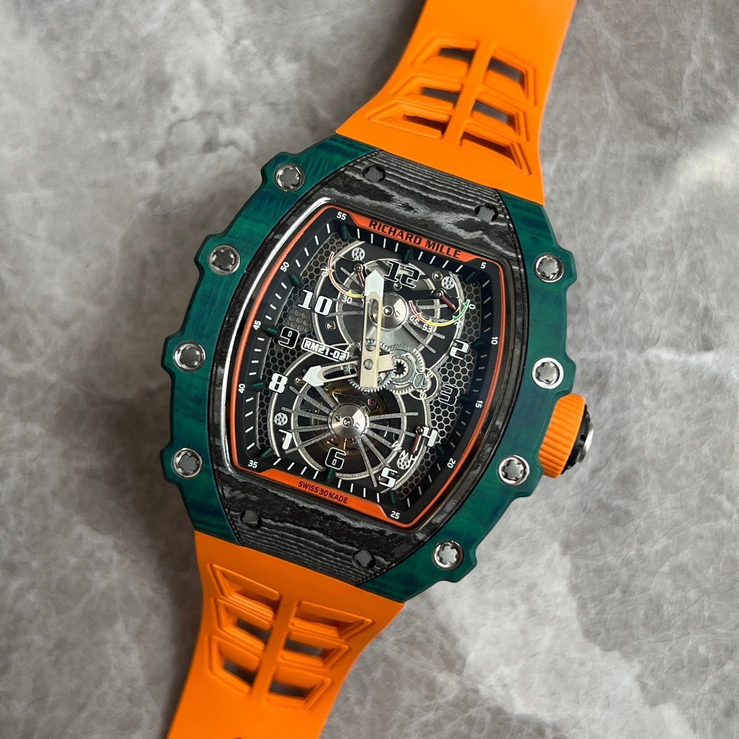 Richard Mille RM 21-02 Automatic Flyback Chronograph – Carbon TPT® & Green Quartz TPT®
