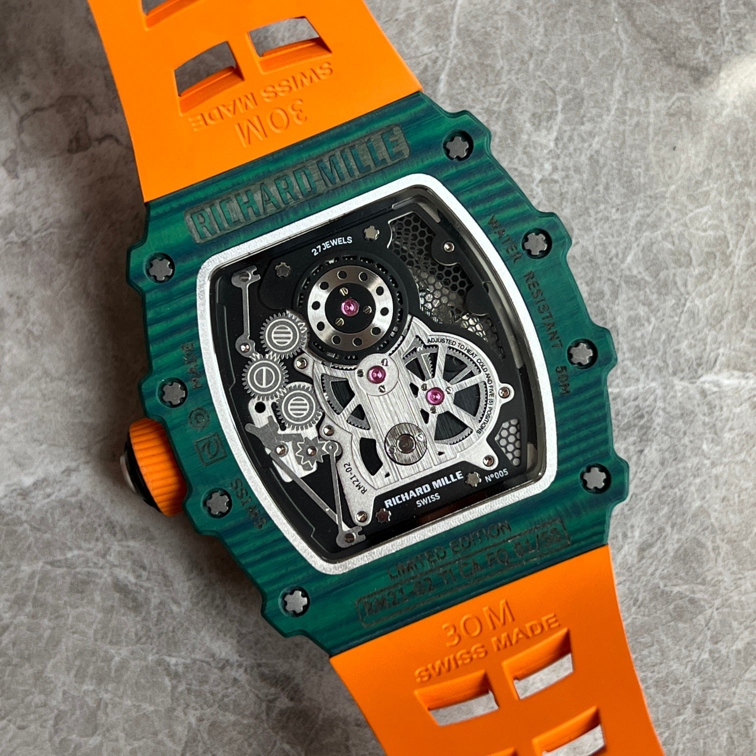 Richard Mille RM 21-02 Automatic Flyback Chronograph – Carbon TPT® & Green Quartz TPT®