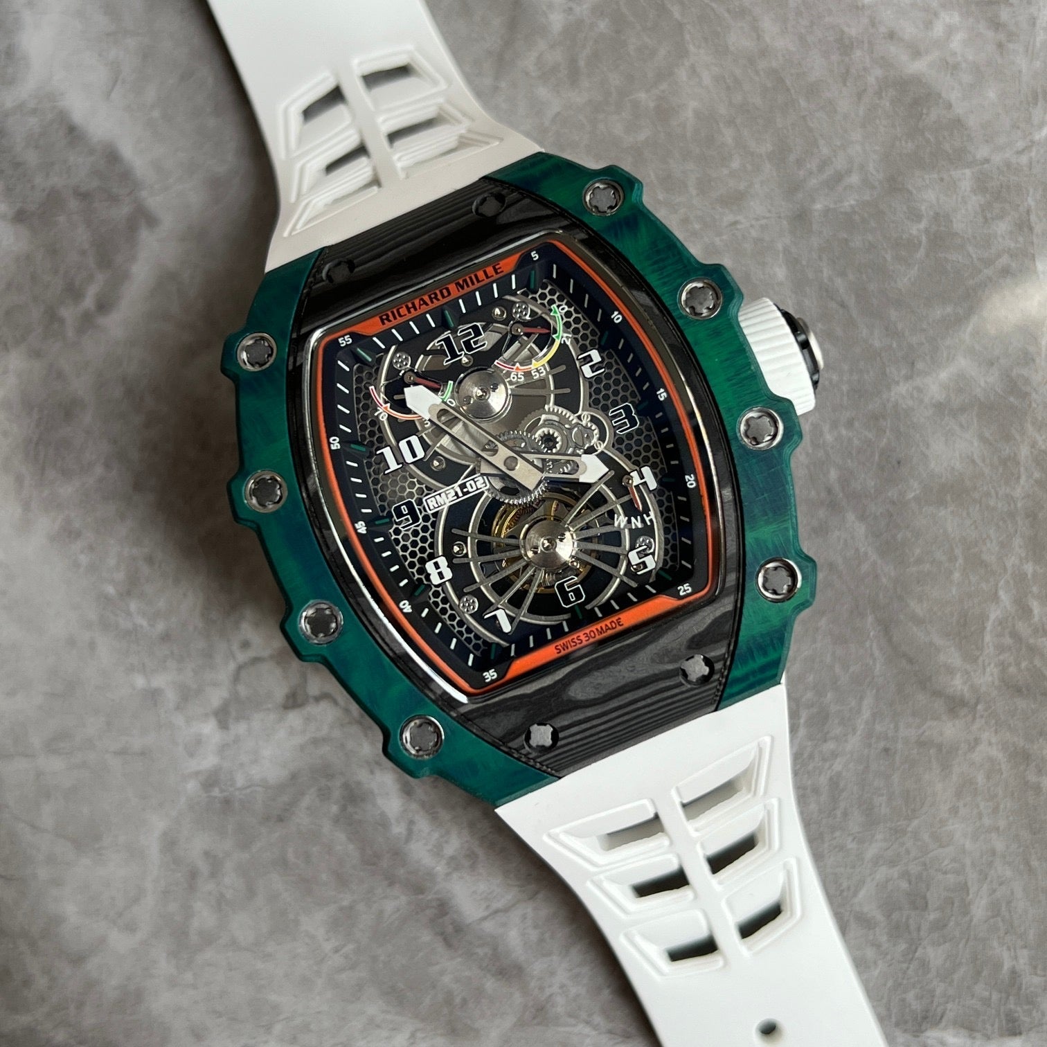 Richard Mille RM 11-03 McLaren Automatic Flyback Chronograph – Green Quartz TPT® with White Strap