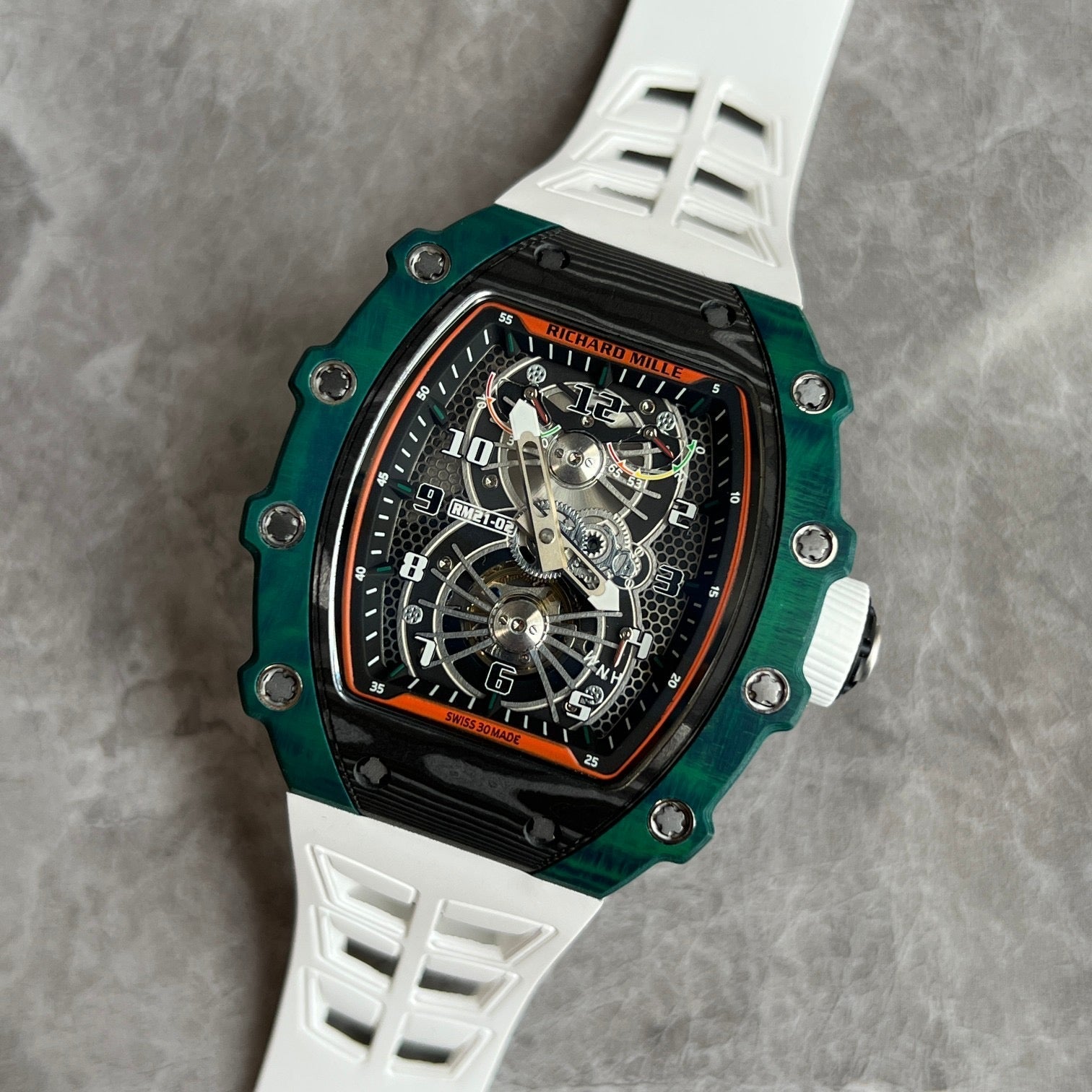 Richard Mille RM 11-03 McLaren Automatic Flyback Chronograph – Green Quartz TPT® with White Strap