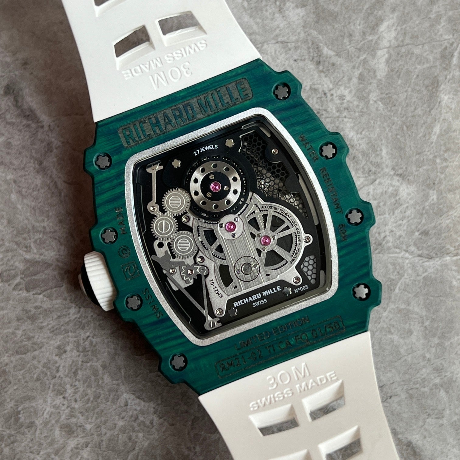 Richard Mille RM 11-03 McLaren Automatic Flyback Chronograph – Green Quartz TPT® with White Strap