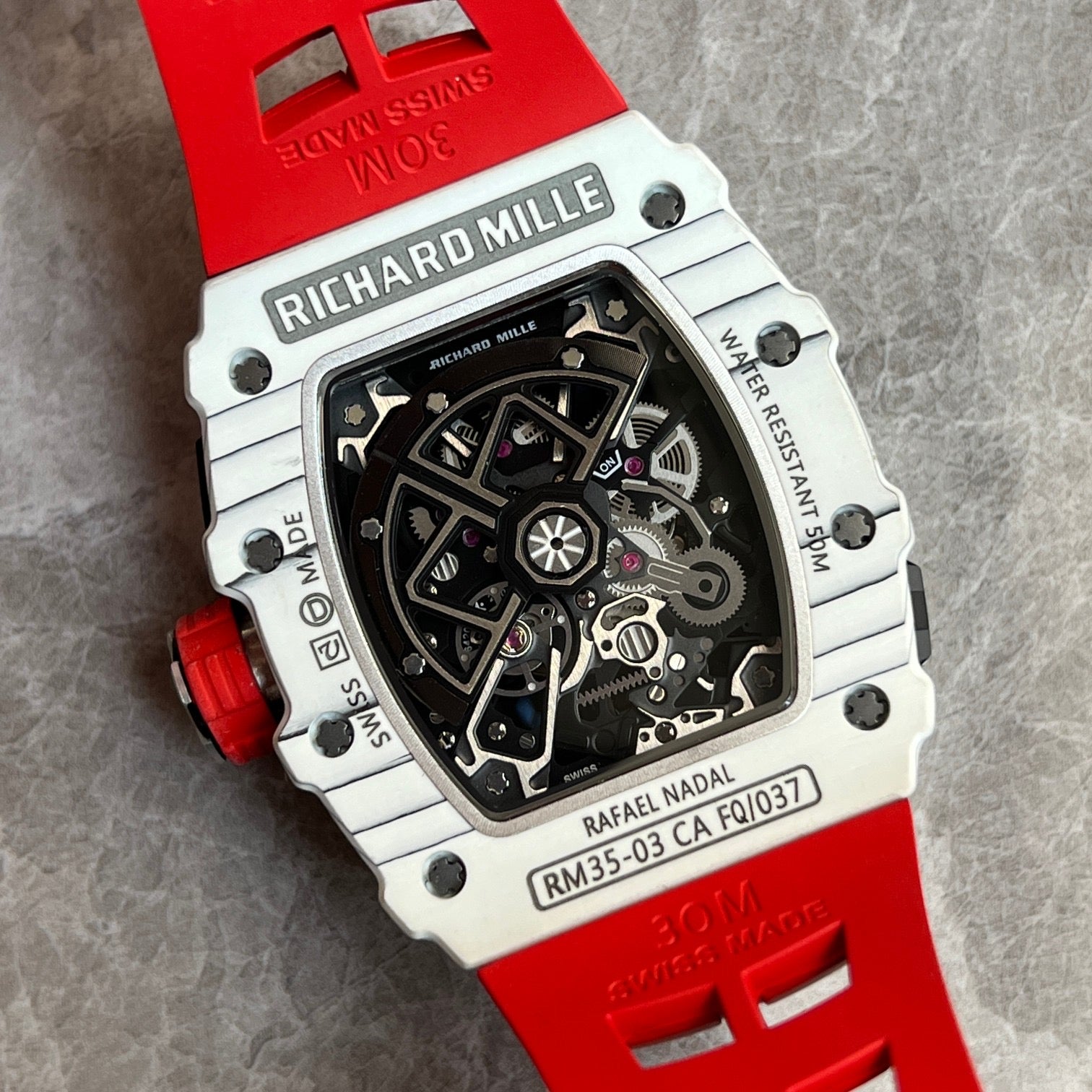 Richard Mille RM 35-03 Rafael Nadal – White Quartz TPT® with Red Strap