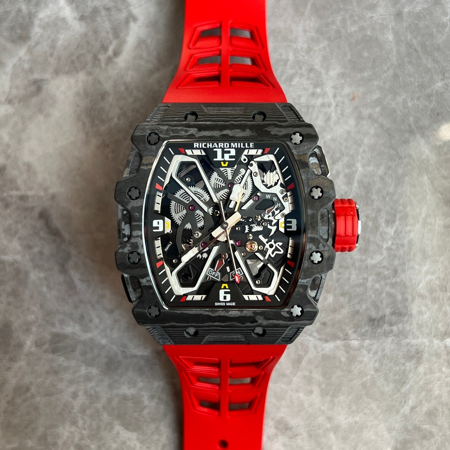 Richard Mille RM 11-03 Rafael Nadal Automatic Flyback Chronograph – Carbon TPT® with Red Strap