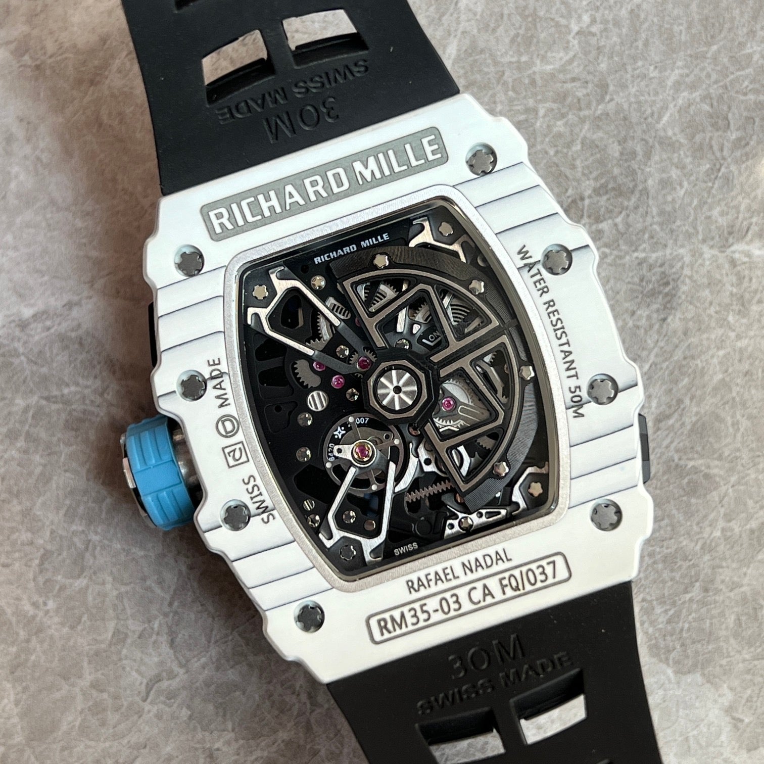 Richard Mille RM35-03 Rafael Nadal Le Mans Classic – White Quartz TPT with Black Strap