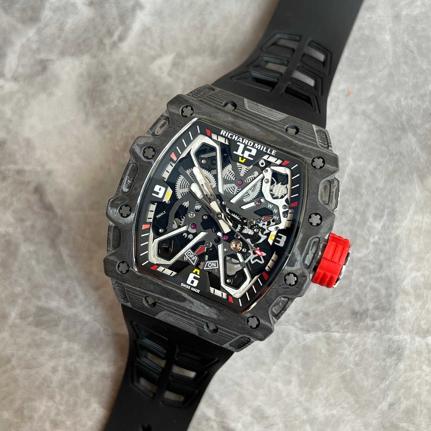 Richard Mille RM 35-03 Rafael Nadal Carbon TPT – Red Crown, Black Strap