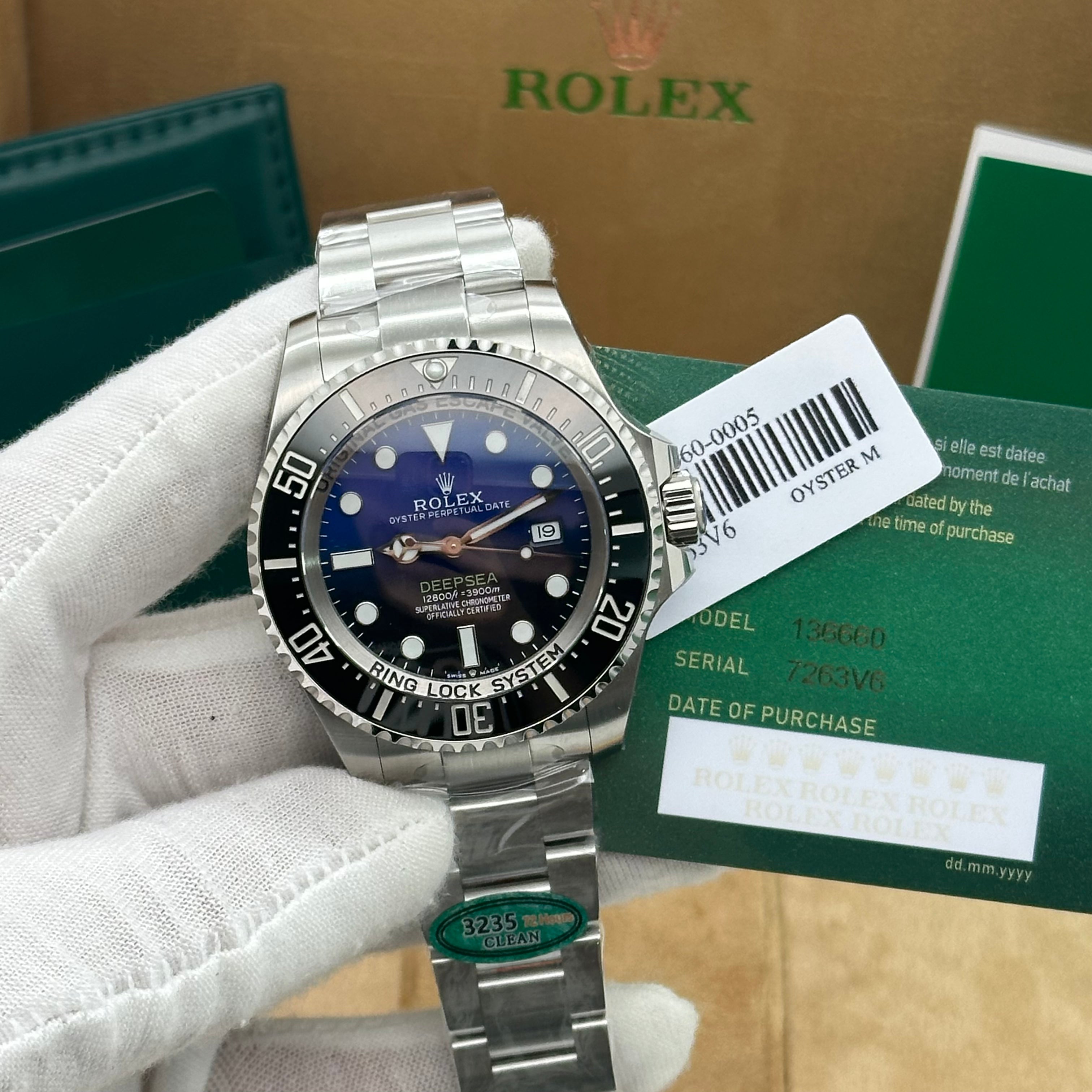 Rolex DeepSea Diver Watch – Blue Gradient Dial – Stainless Steel – Swiss Super Clone - 7263V6