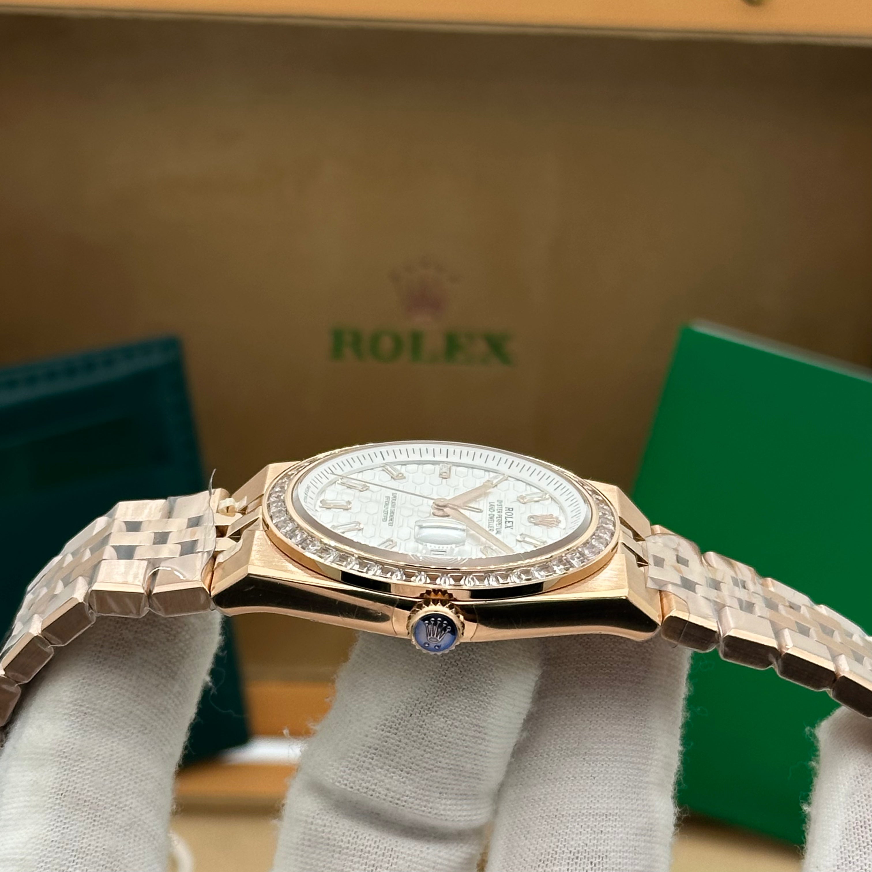 Rolex Oyster Perpetual Land-Dweller 41MM Rose Gold Watch with Diamond Bezel & Date Window 36K5R871