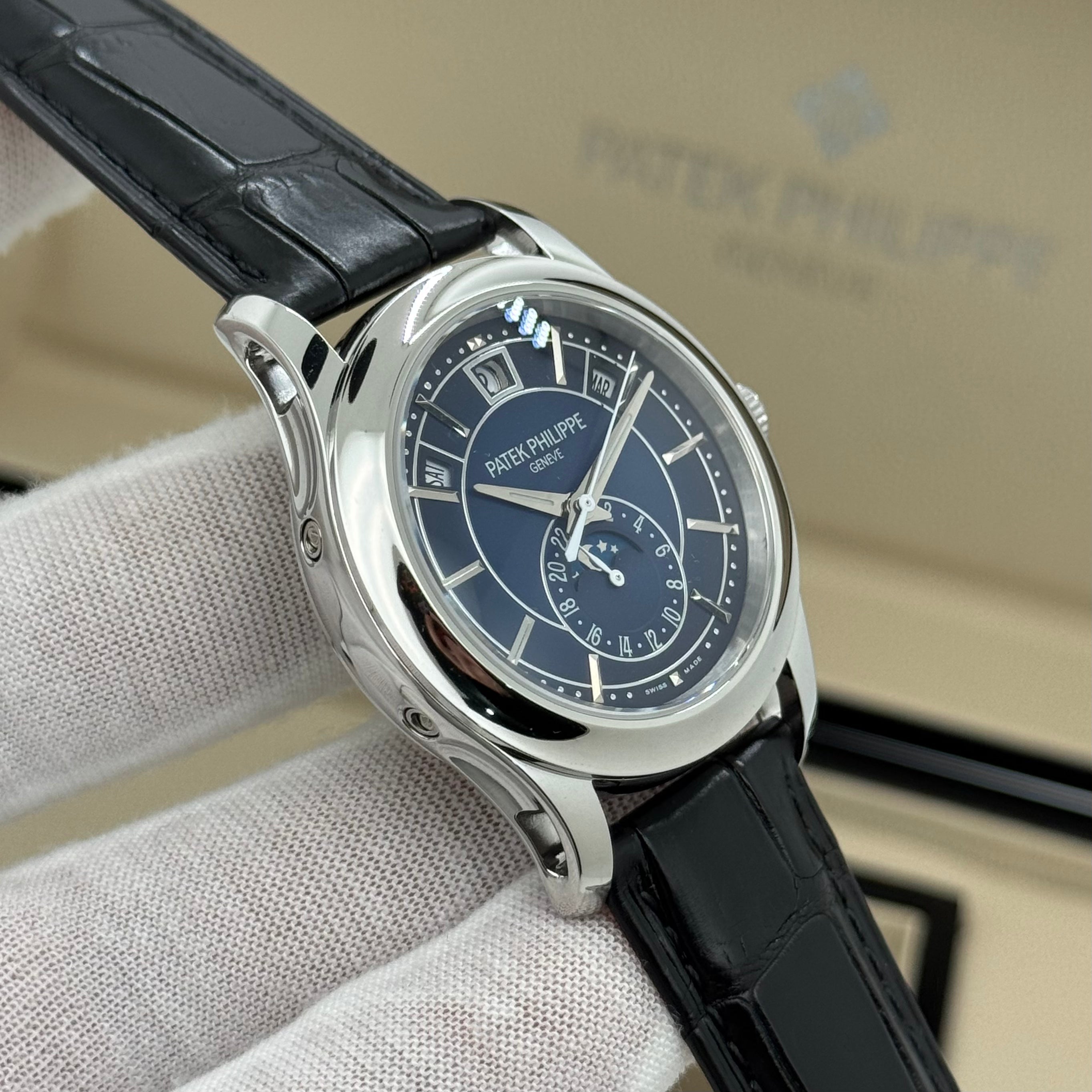 Patek Philippe Annual Calendar – Blue Dial – Leather Strap – Swiss Super Clone