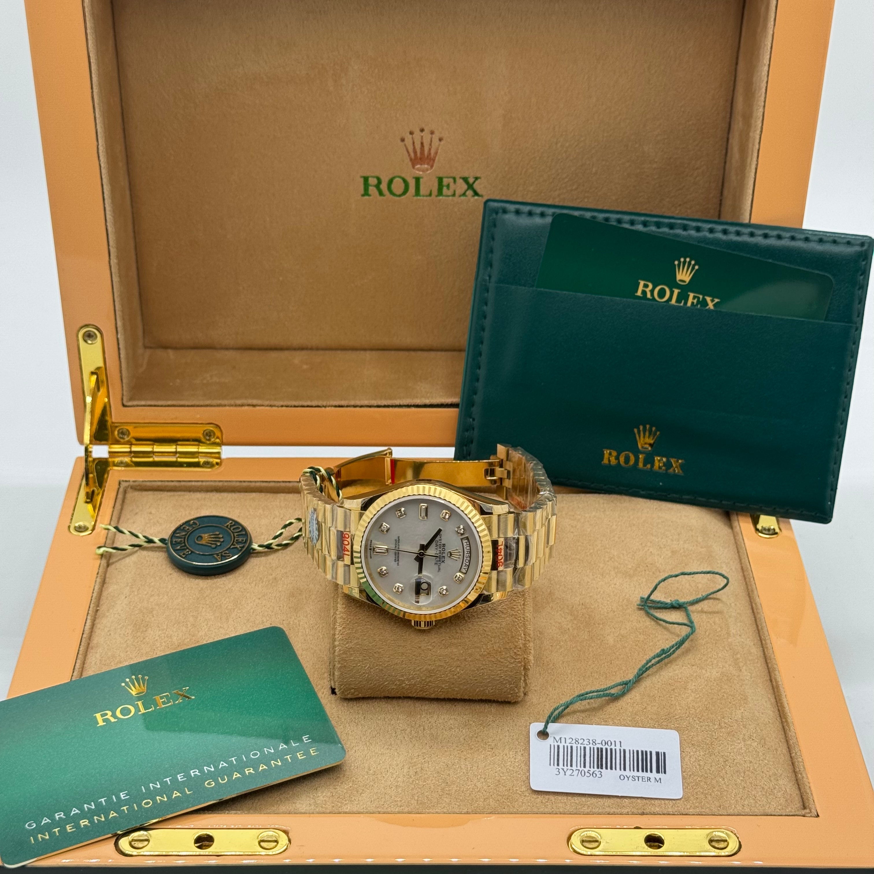 Rolex Classic Day-Date Gold Watch – White Diamond Dial – Presidential Design
