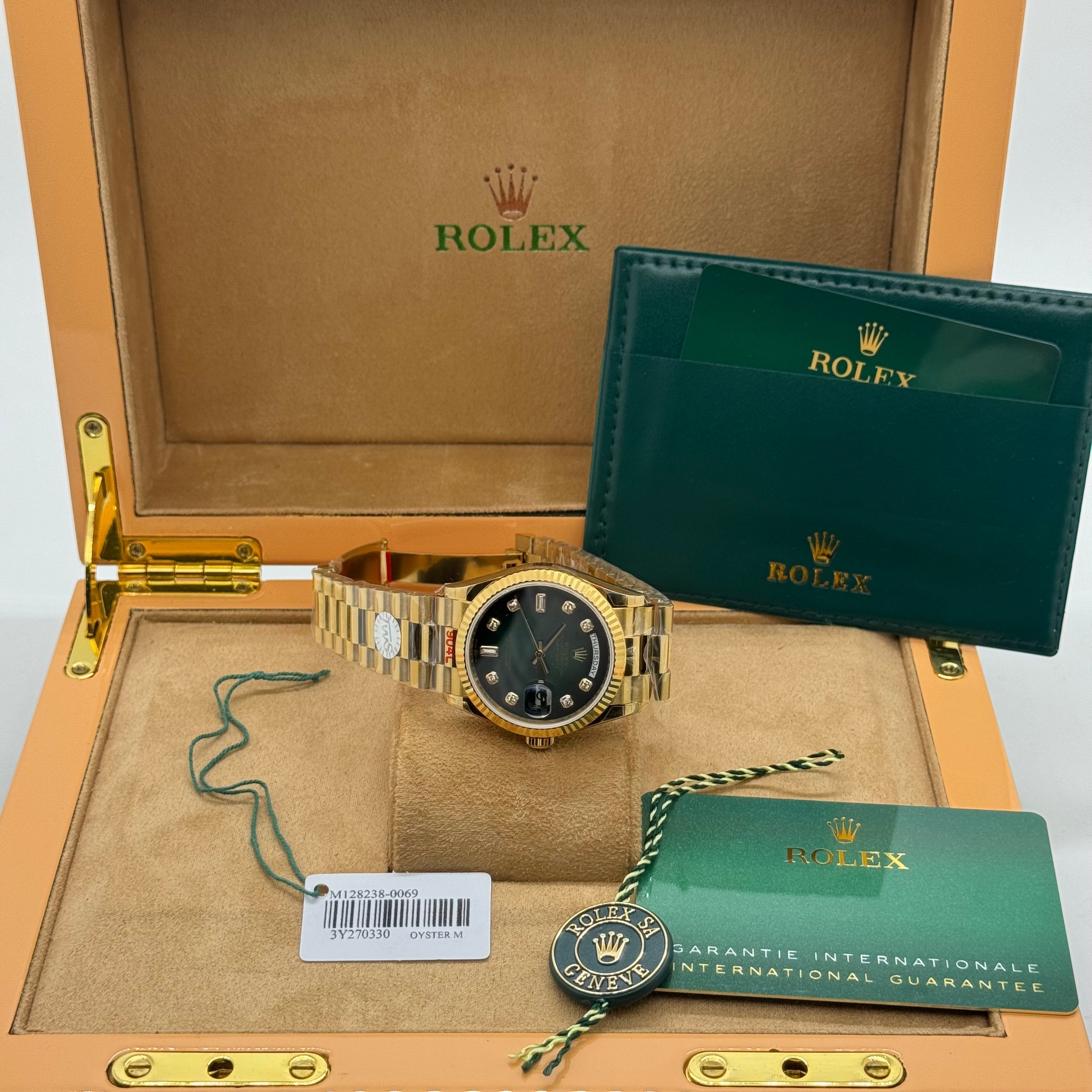 Rolex Day-Date Gold 36MM Watch – Emerald Green Dial – Diamond Markers