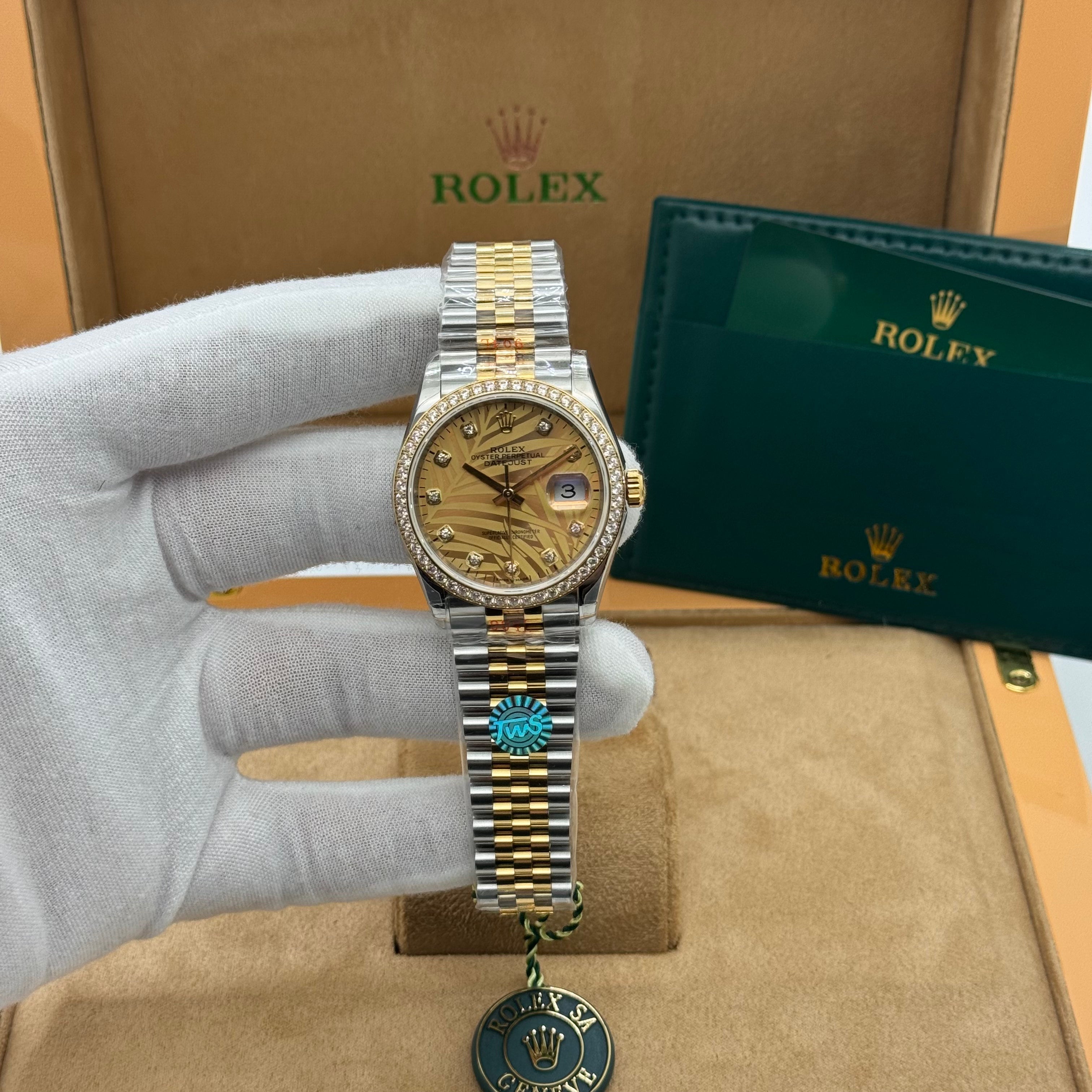 Rolex DateJust - Two Tone Jubilee, Gold Pattern Dial & Diamond Style Bezel