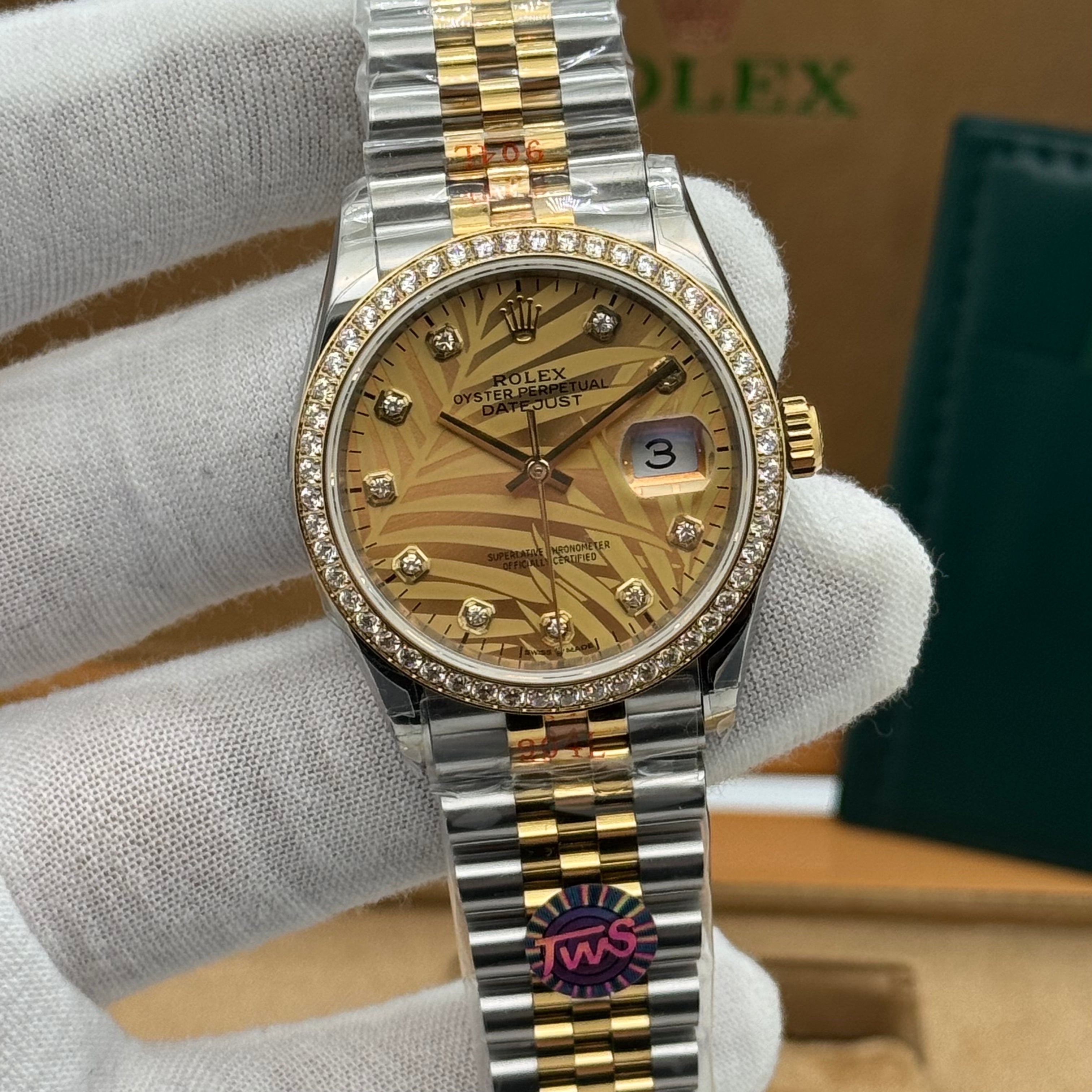 Rolex DateJust - Two Tone Jubilee, Gold Pattern Dial & Diamond Style Bezel