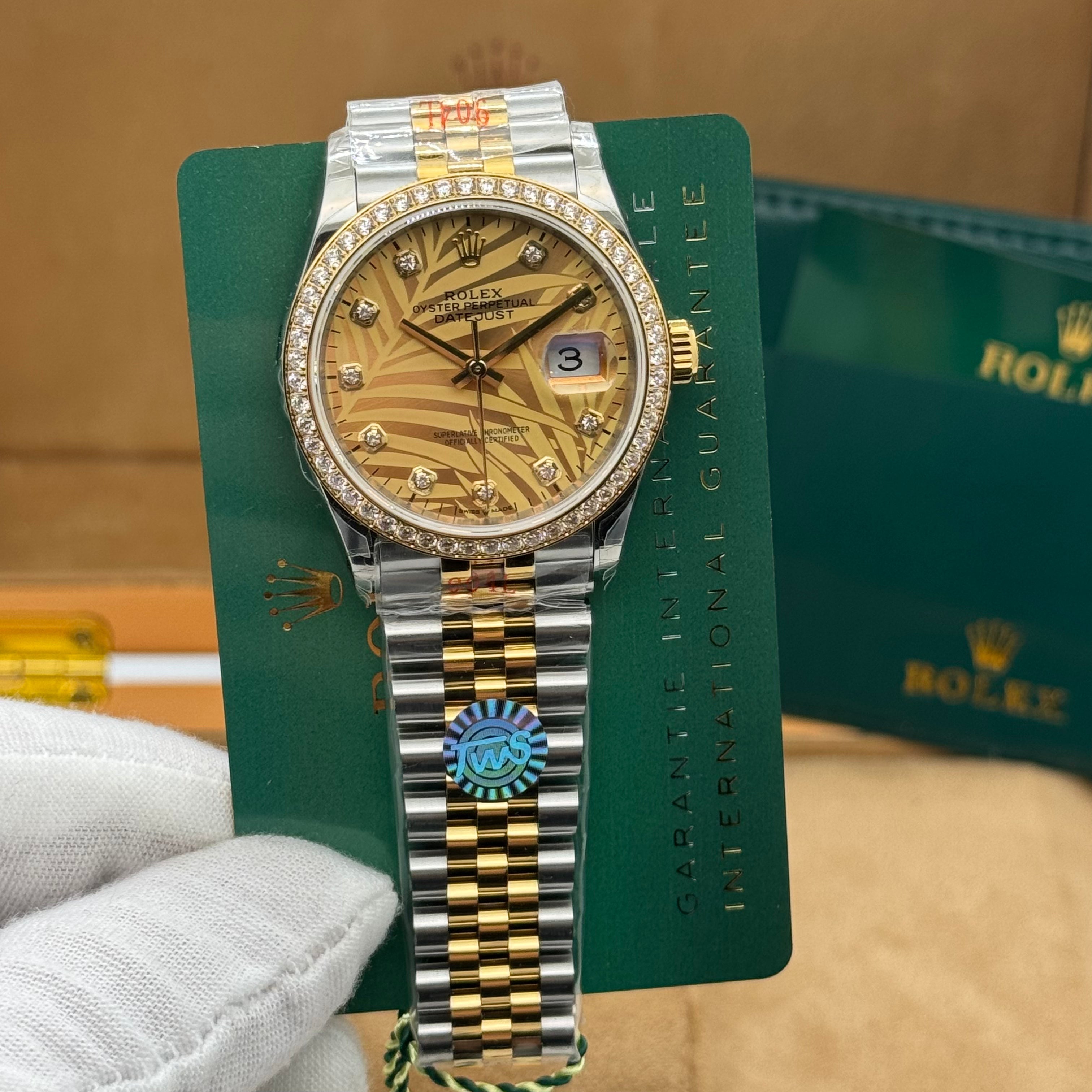 Rolex DateJust - Two Tone Jubilee, Gold Pattern Dial & Diamond Style Bezel