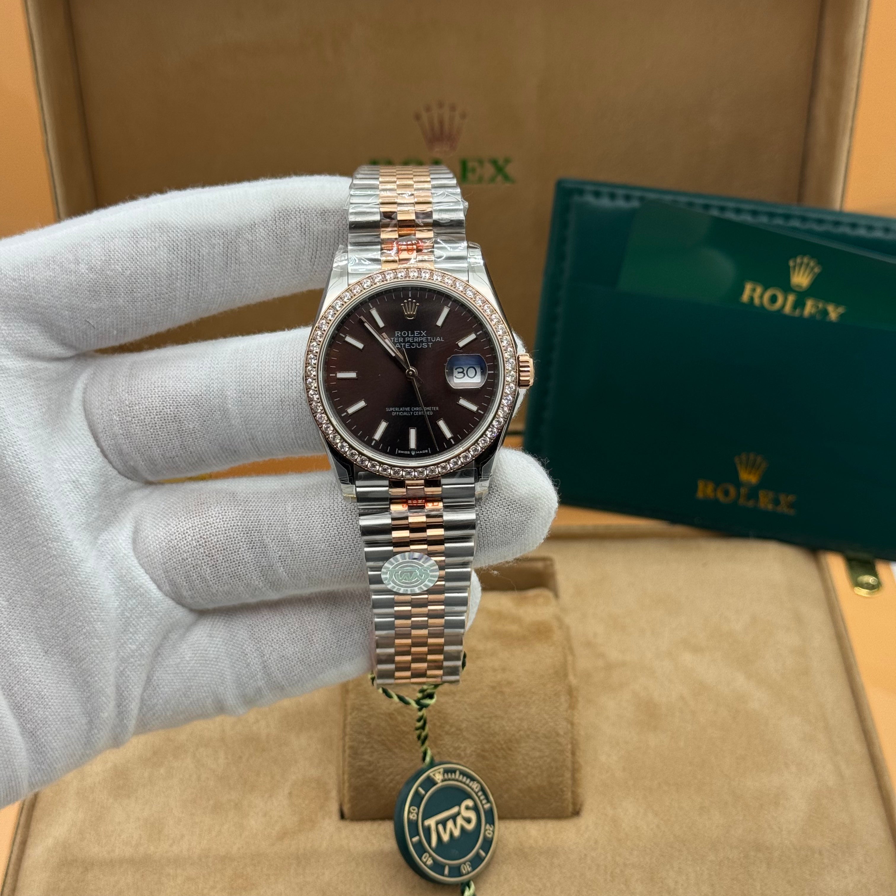 Rolex Datejust 36MM – Two-Tone Rose Gold & Steel Diamond Bezel / Chocolate Dial