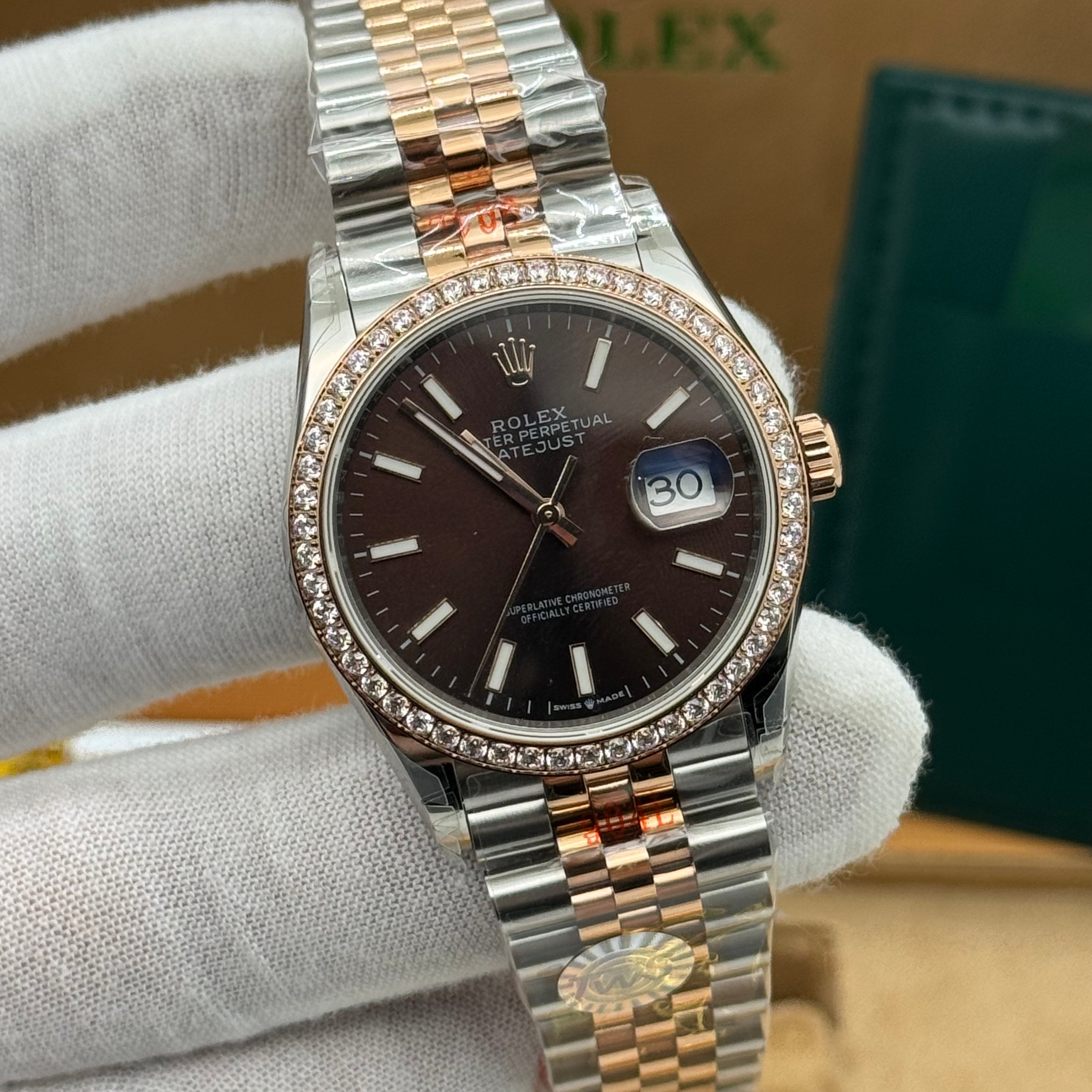 Rolex Datejust 36MM – Two-Tone Rose Gold & Steel Diamond Bezel / Chocolate Dial