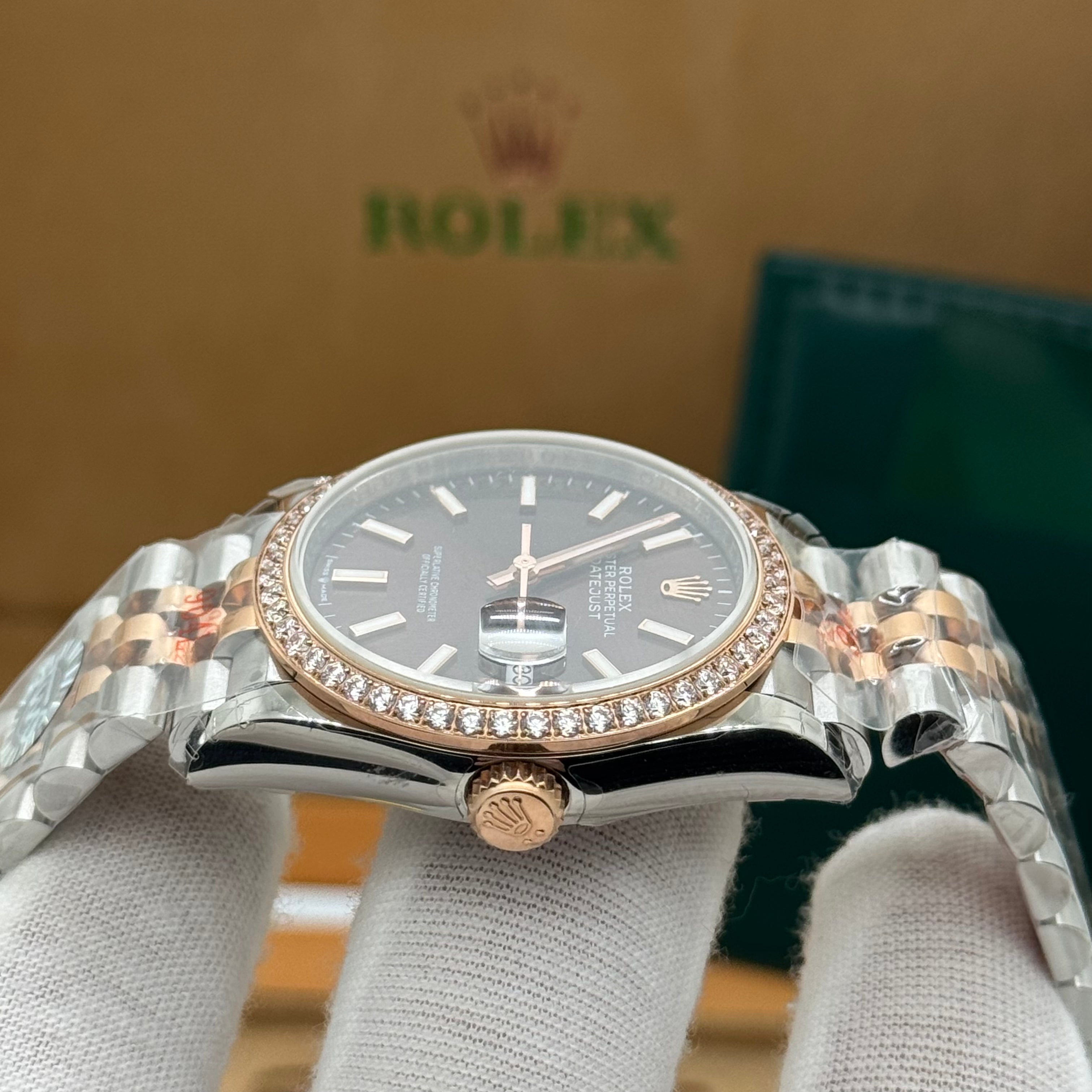 Rolex Datejust 36MM – Two-Tone Rose Gold & Steel Diamond Bezel / Chocolate Dial