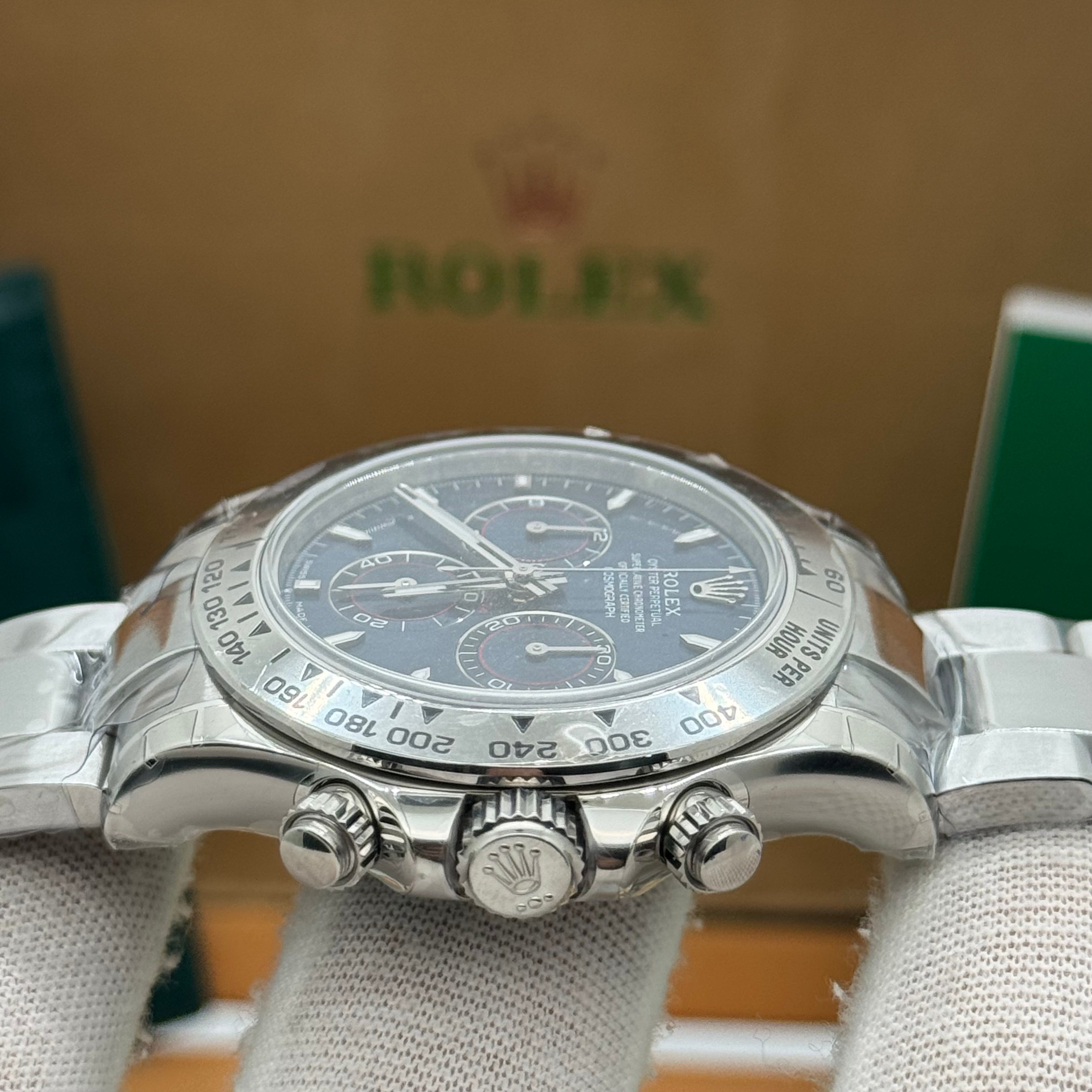 Rolex Daytona Silver Chronograph – Blue Dial – Swiss Super Clone (2025 Edition) H88F9318