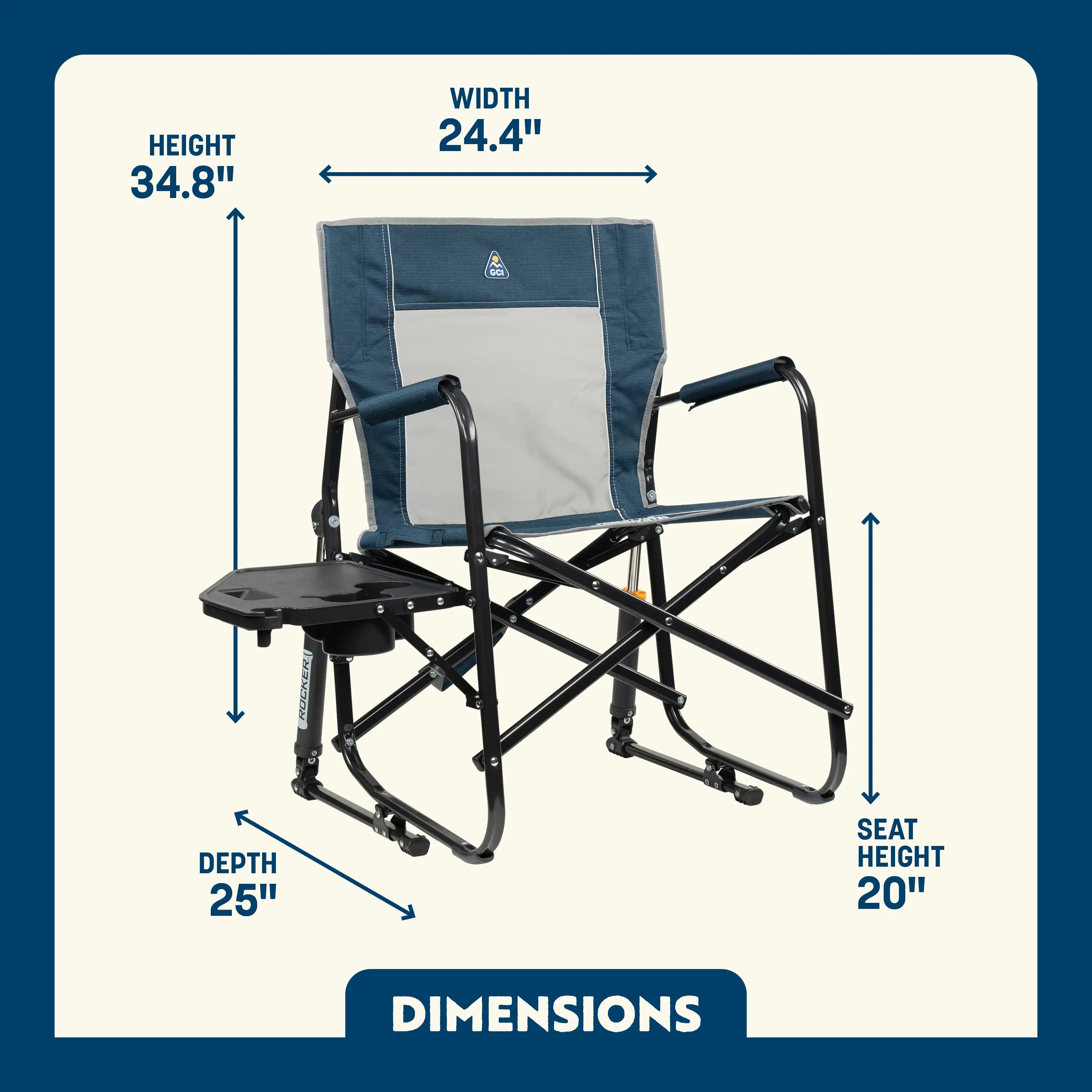 Freestyle Rocker with Side Table dimensions overview