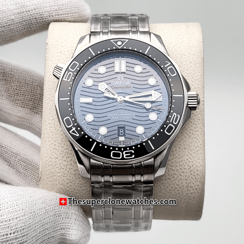 Omega Seamaster Diver 300M Steel On Steel Black Dial Exact 1:1 Super Clone 8800 Swiss Movement Replica Watch