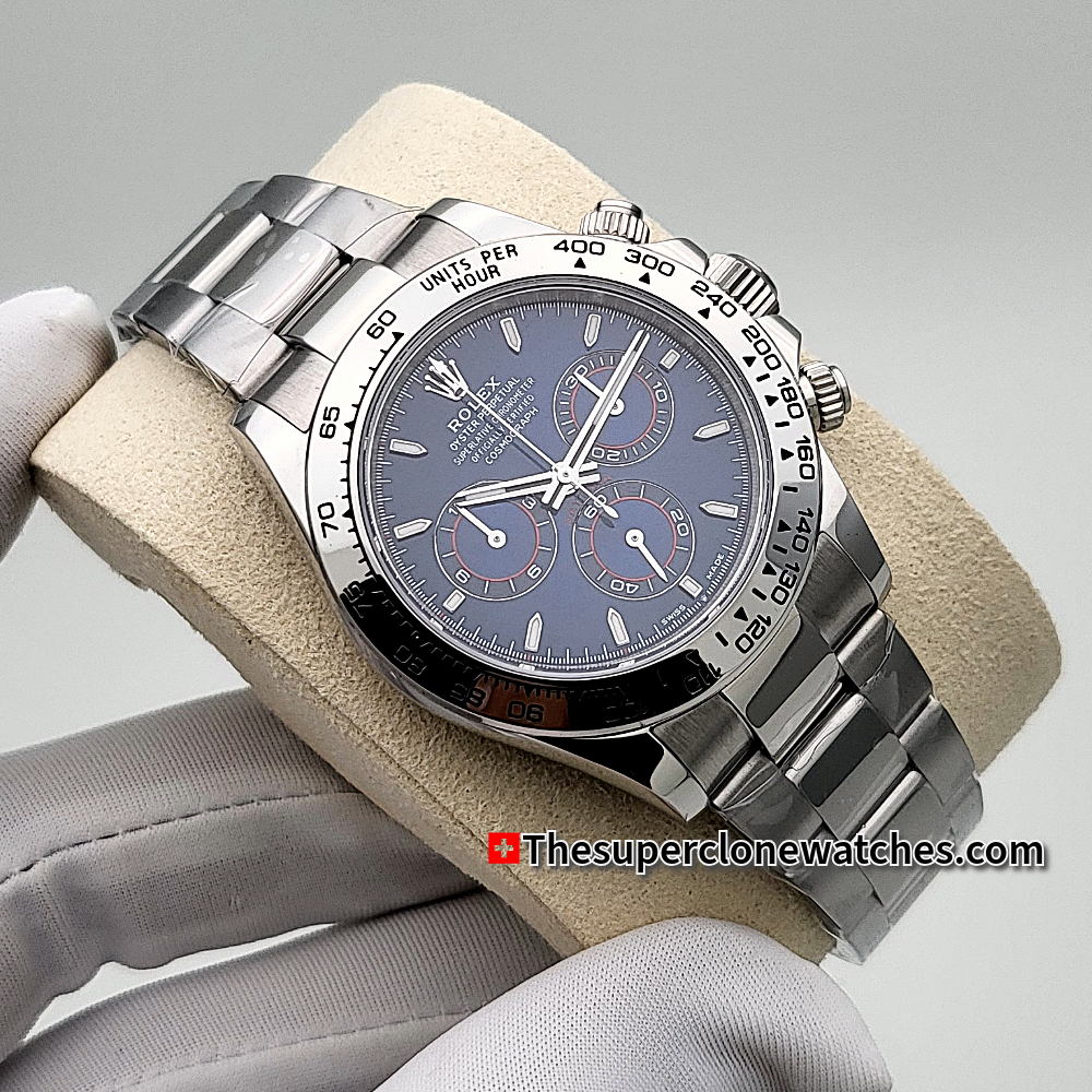 Rolex Cosmograph Daytona White Gold Bright Blue Dial Exact 1:1 Super Clone 4131 Swiss Movement Replica Watch Ref-126509