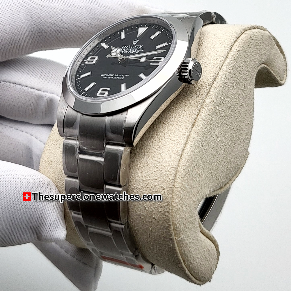 Rolex Explorer Black Dial Oystersteel Bracelet Exact 1:1 Super Clone 3230 Swiss Movement Replica Watch Ref-224270