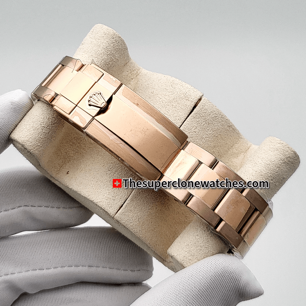 Rolex GMT Master II Everose Gold Exact 1:1 Super Clone 3285 Swiss Movement Replica Watch Ref-126715CHNR