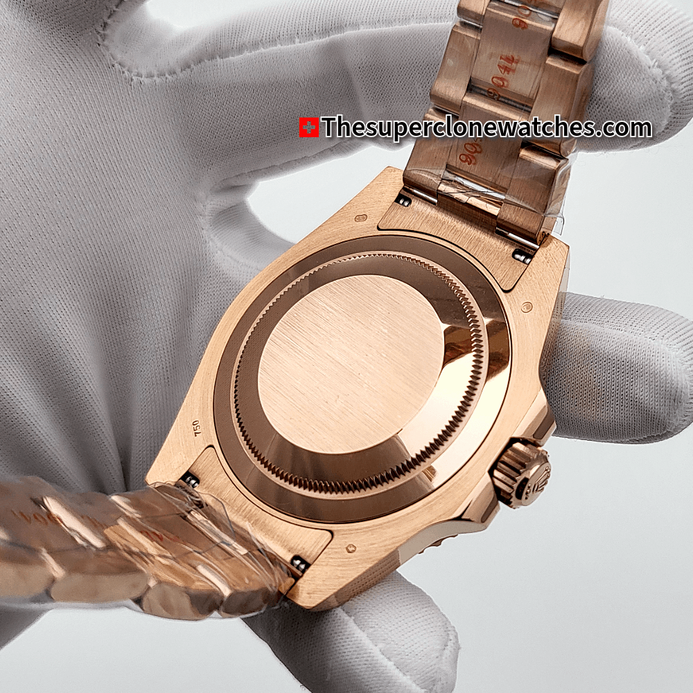 Rolex GMT Master II Everose Gold Exact 1:1 Super Clone 3285 Swiss Movement Replica Watch Ref-126715CHNR