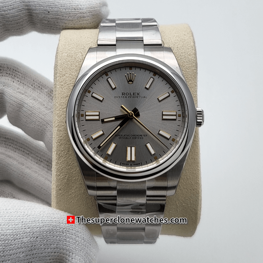 Rolex Oyster Perpetual Silver Dial Exact 1:1 Super Clone 3230 Swiss Movement Replica Watch Ref-134300