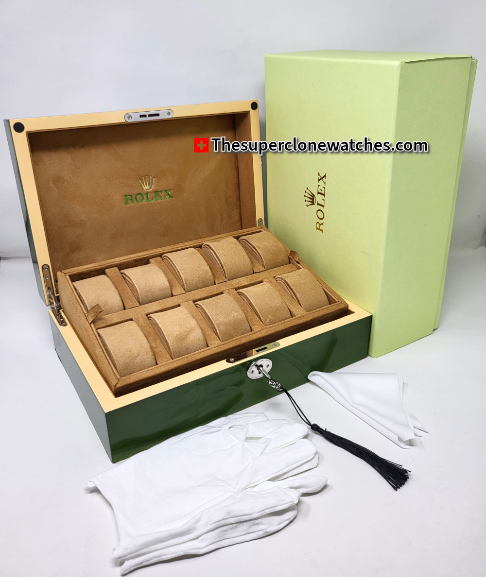 Rolex Watch Box Case Storage Multi 10 Watch Green Display