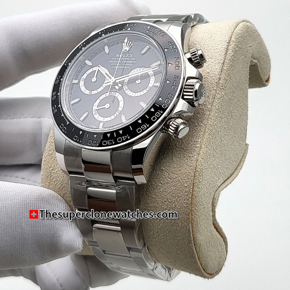 Rolex Cosmograph Daytona Black Dial Exact 1:1 Super Clone 4131 Swiss Movement Replica Watch Ref-126500LN