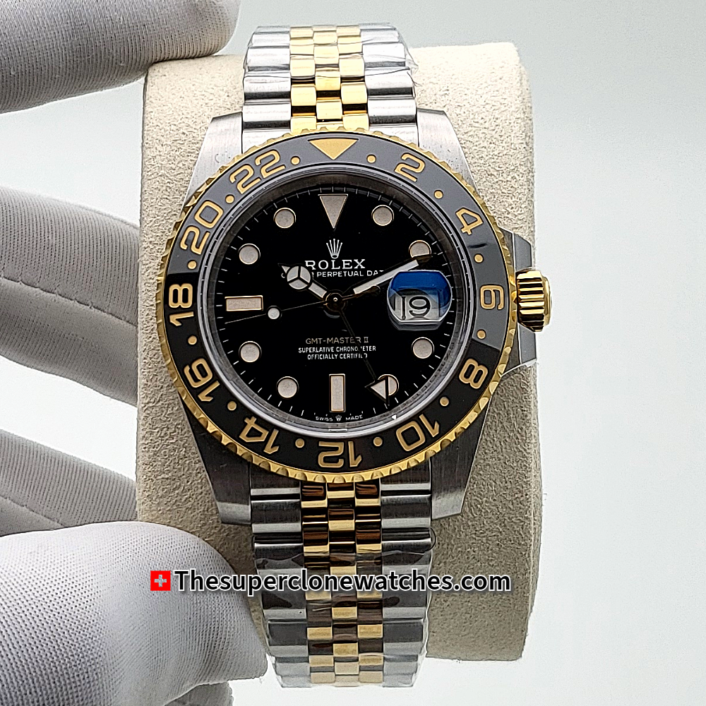 Rolex GMT Master II Bumblebee 40mm Exact 1:1 Super Clone 3285 Swiss Movement Replica Watch Ref-126713GRNR