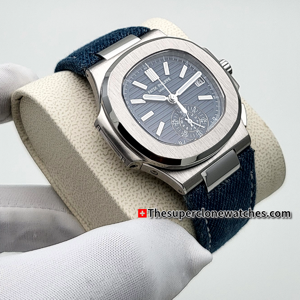Patek Philippe Nautilus White Gold 5980/60G-001 Opaline Blue-Gray Dial 45mm Exact 1:1 Super Clone CH 28-520 C/522 Swiss Movement Replica Watch