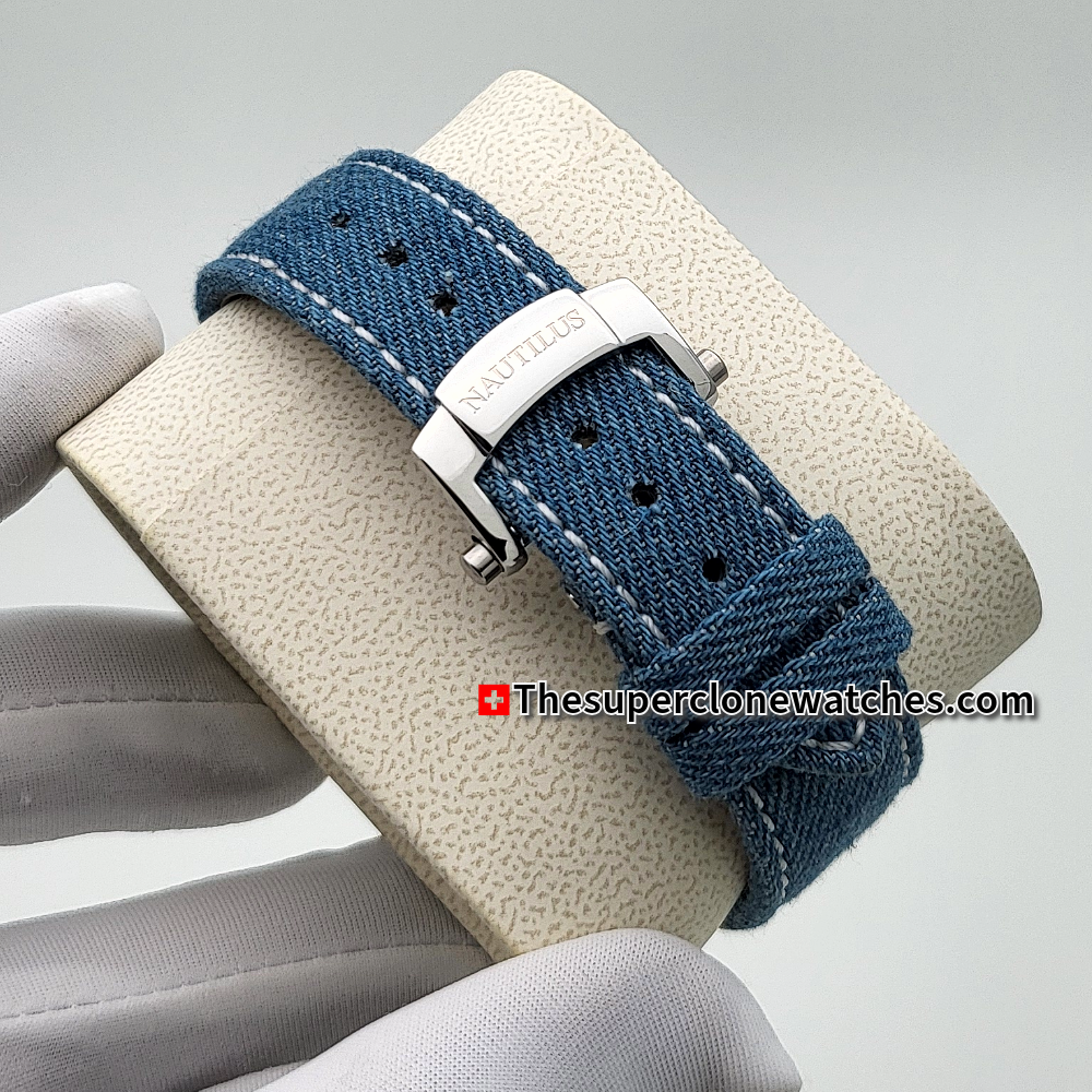 Patek Philippe Nautilus White Gold 5980/60G-001 Opaline Blue-Gray Dial 45mm Exact 1:1 Super Clone CH 28-520 C/522 Swiss Movement Replica Watch