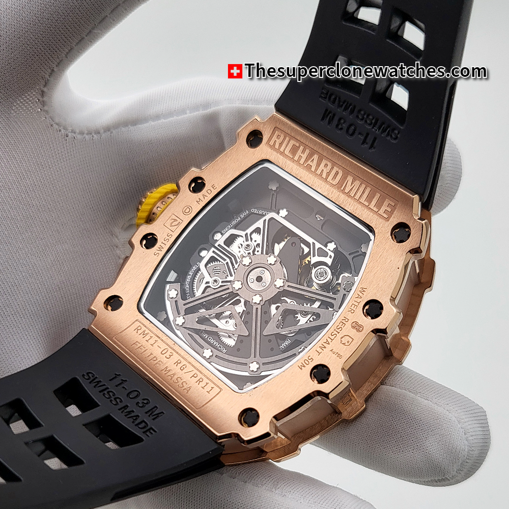 Richard Mille RM 011 Rose Gold Flyback Chronograph Exact 1:1 Super Clone RM 11-03 Swiss Movement Replica Watch