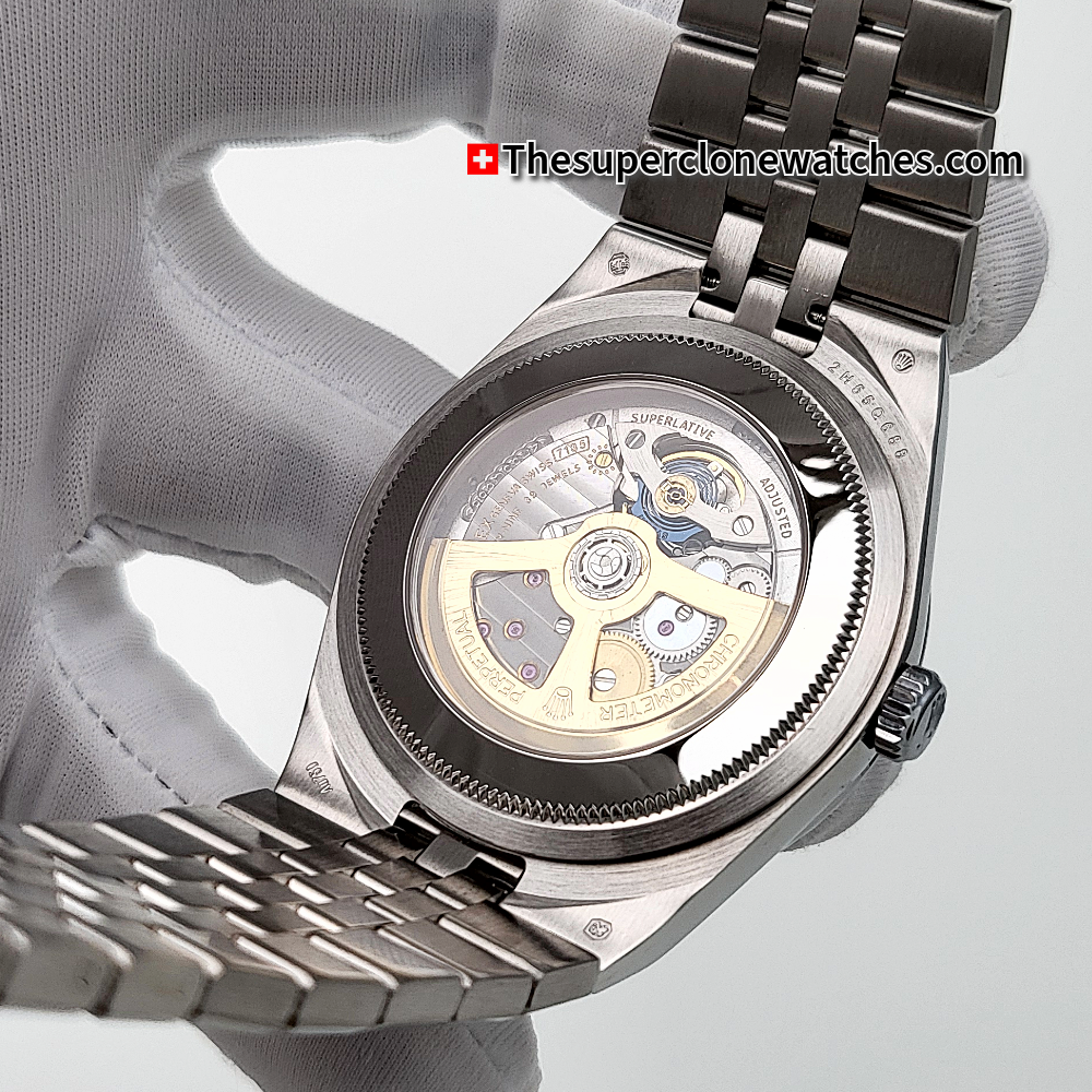 Rolex Land-Dweller 40mm Oystersteel and White Gold Intense White Honeycomb Motif Dial Exact 1:1 Super Clone 7135 Swiss Movement Replica Watch Ref-127334