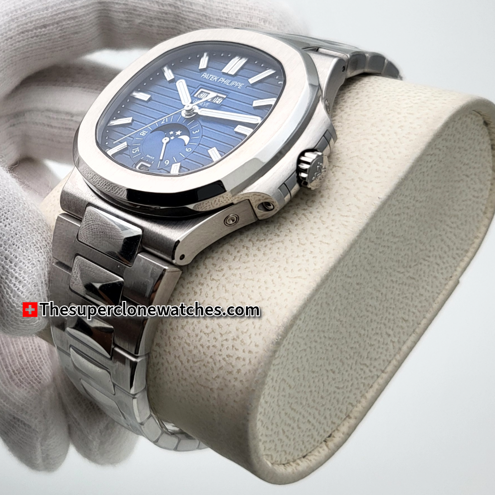 Patek Philippe Nautilus Annual Calendar Moon Phases 5726/1A-014 Blue Dial Exact 1:1 Super Clone 324 S QA LU 24H/303 Swiss Movement Replica Watch