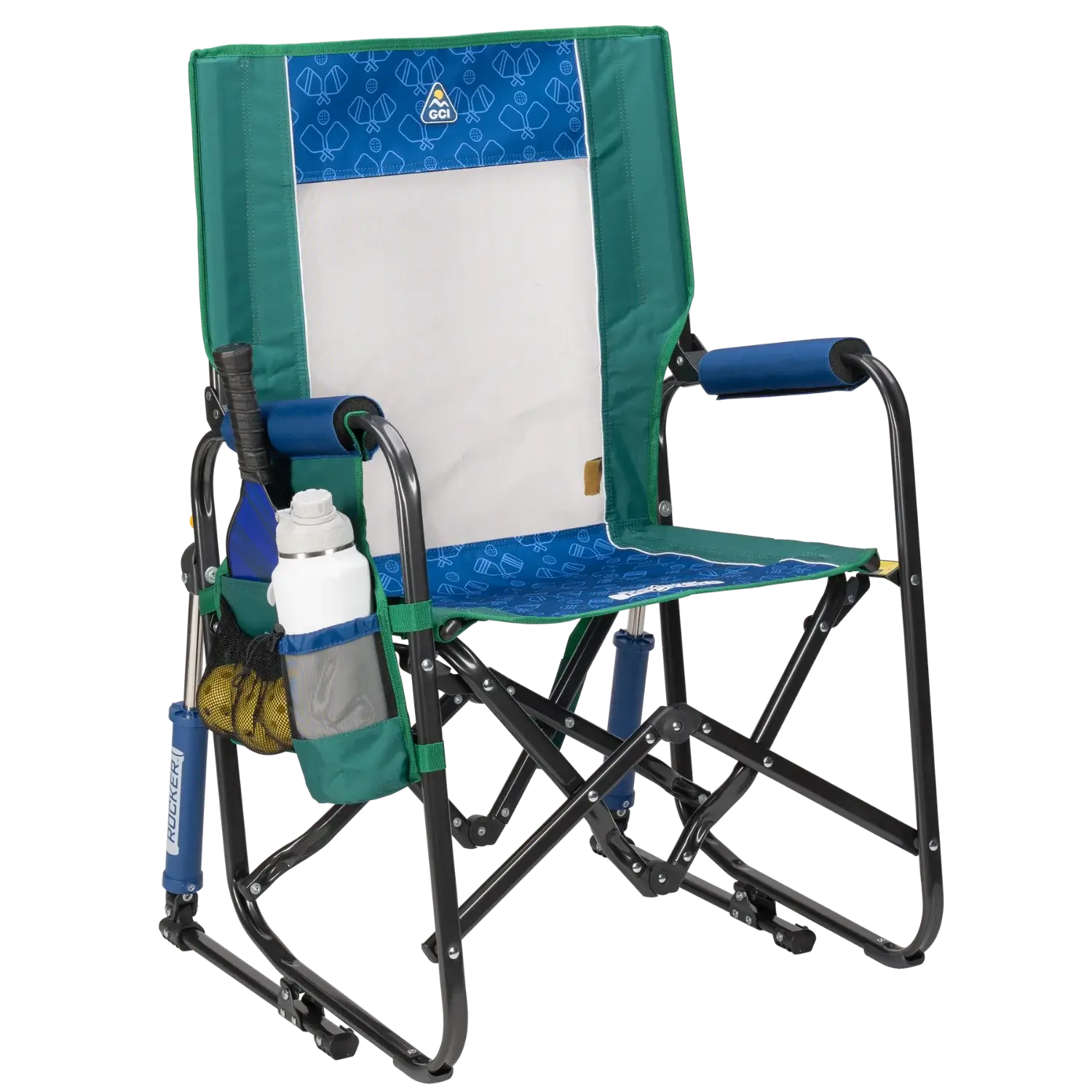 Side angle of pickleball stowaway rocker.