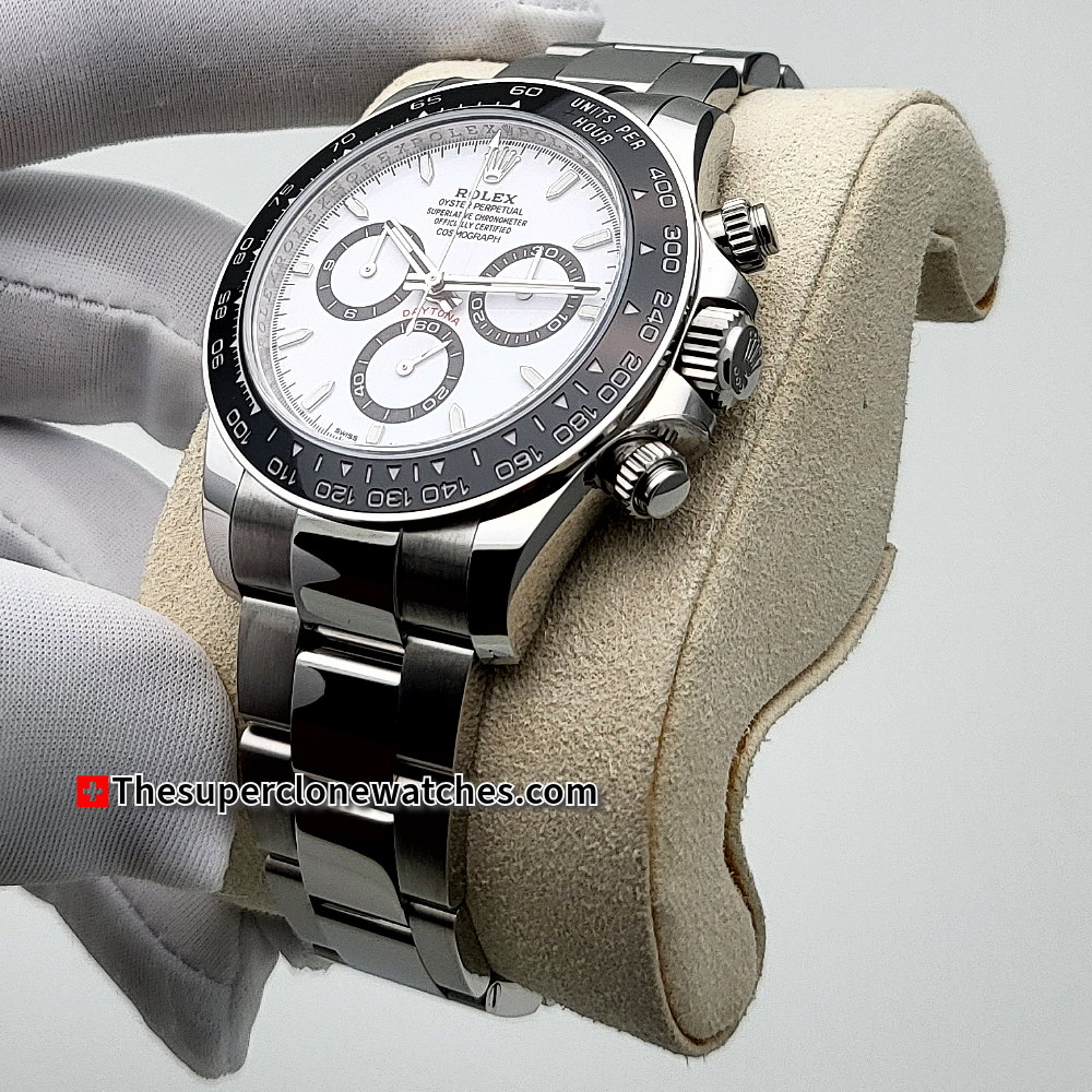Rolex Cosmograph Daytona Panda White Dial Exact 1:1 Super Clone 4131 Swiss Movement Replica Watch Ref-126500LN