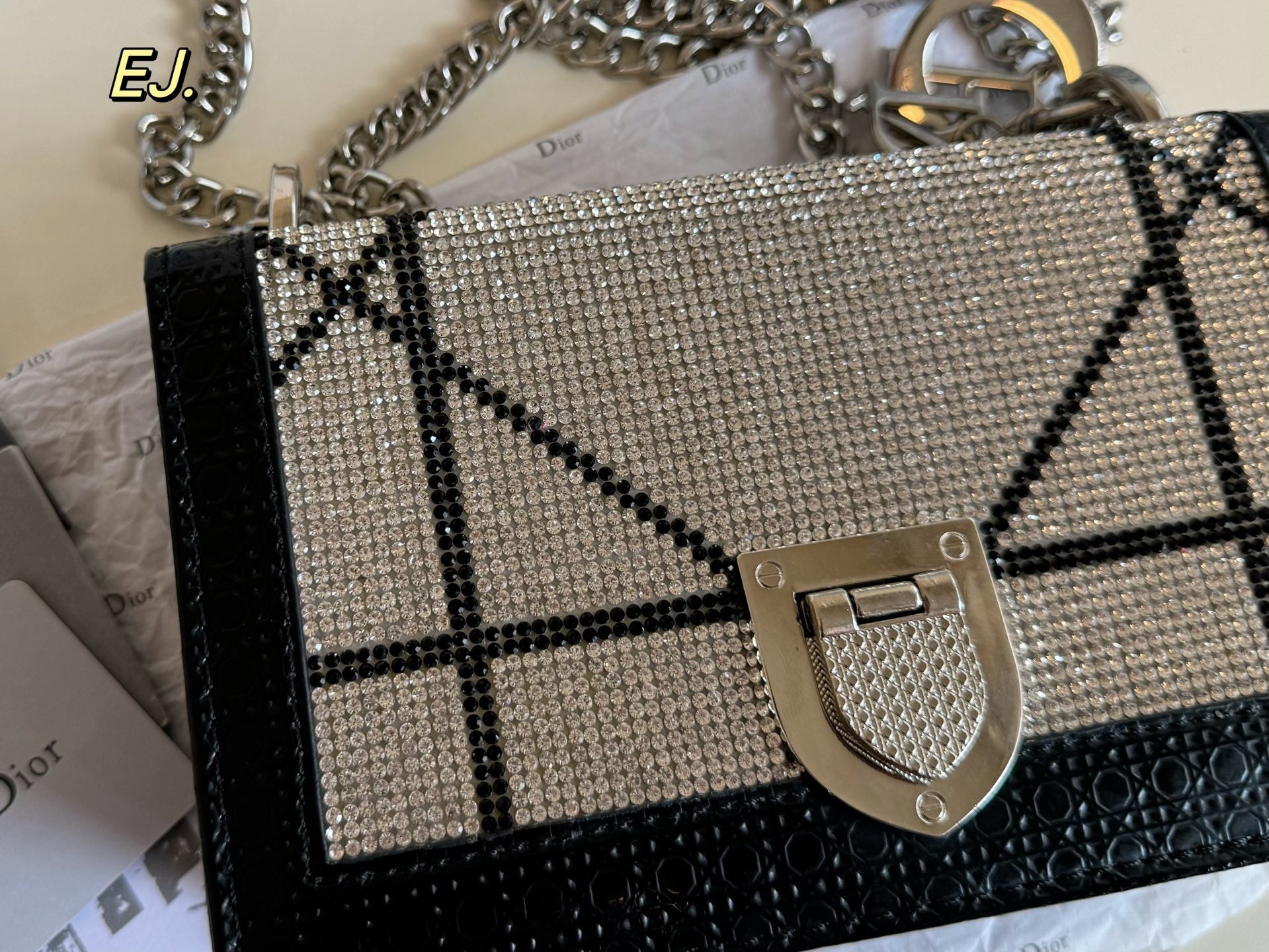Dior AWA Full Diamond Shield Chain Bag