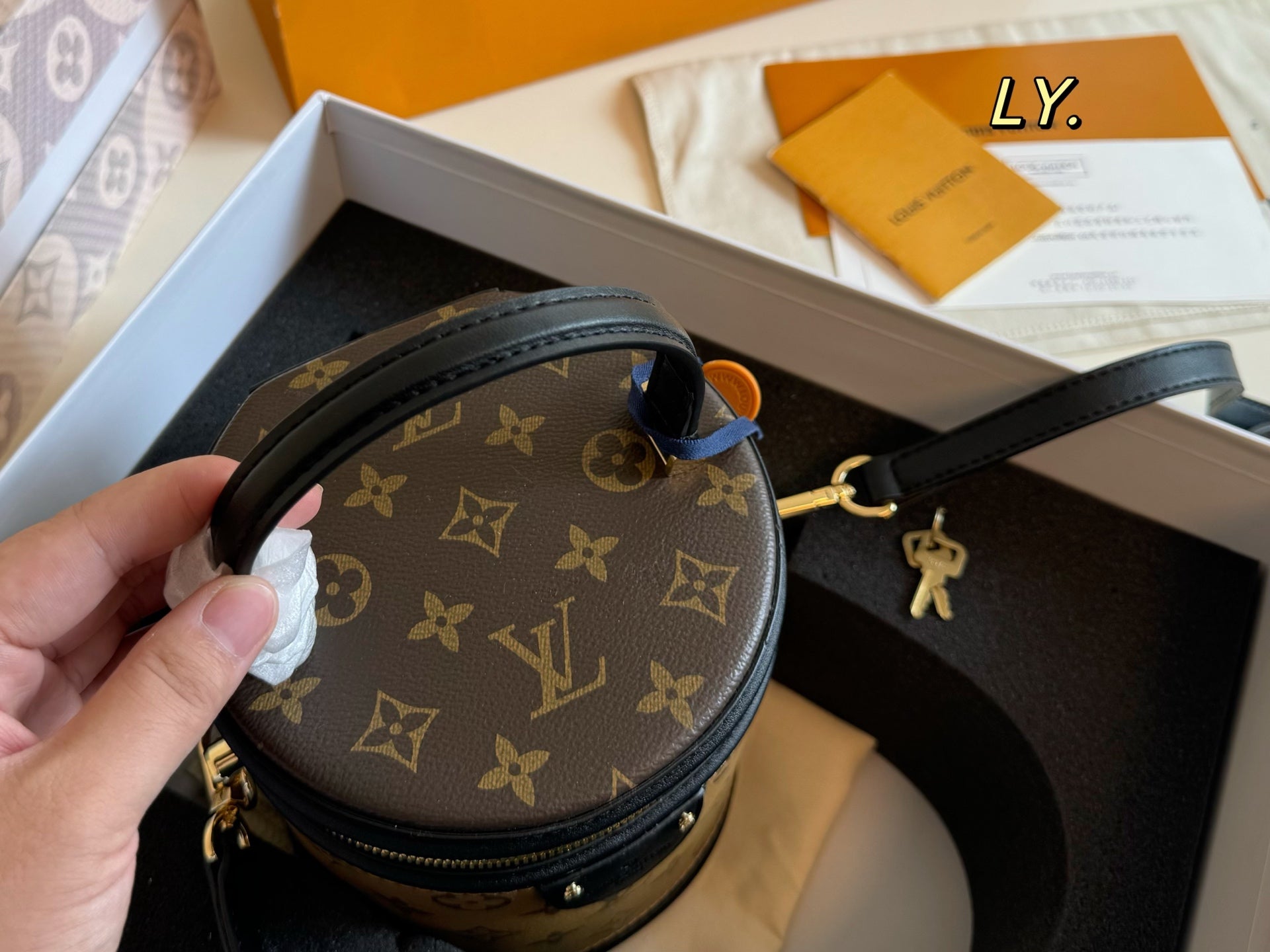 LV Cannes Color-blocked Round Barrel Bag