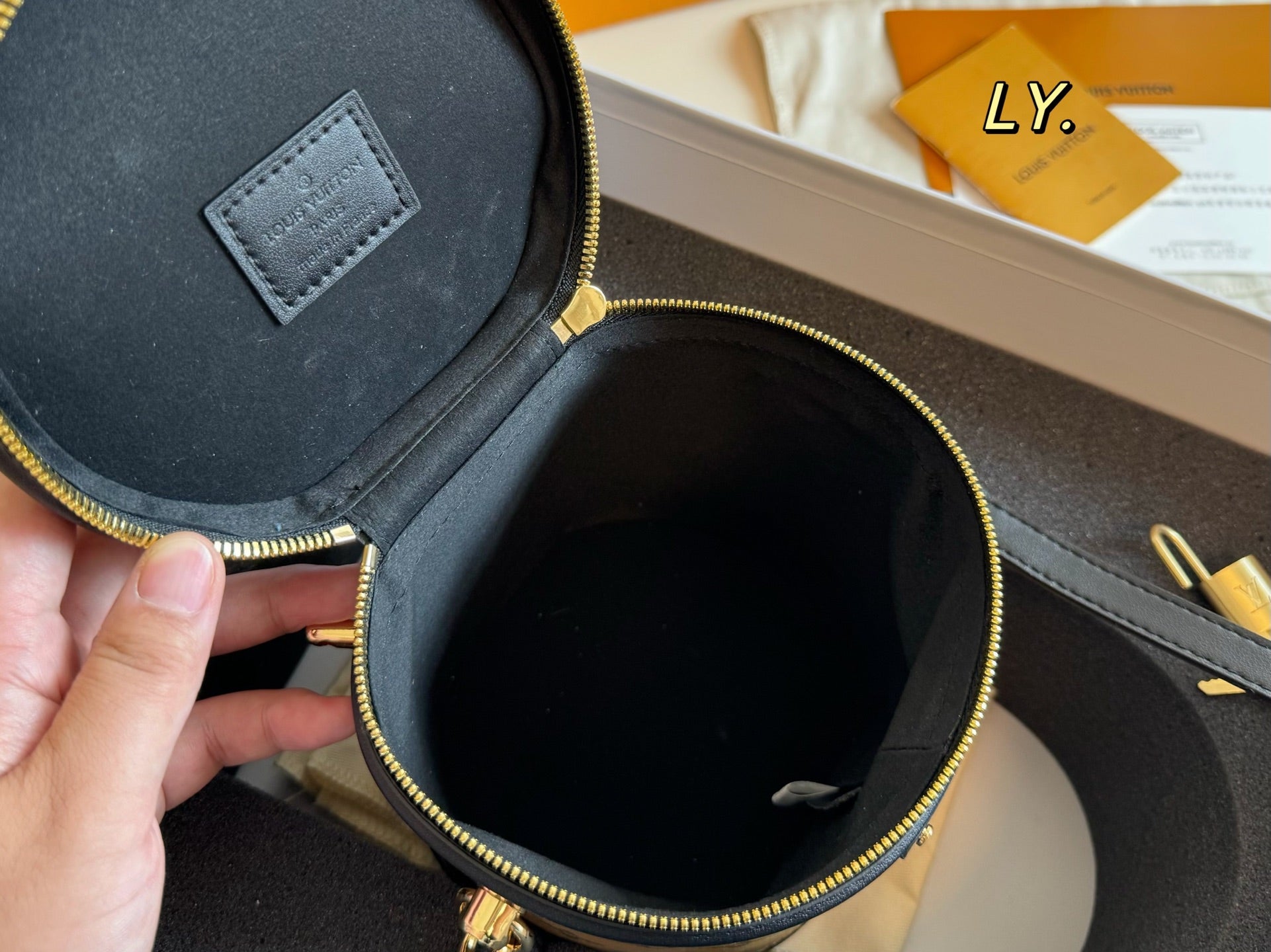 LV Cannes Color-blocked Round Barrel Bag
