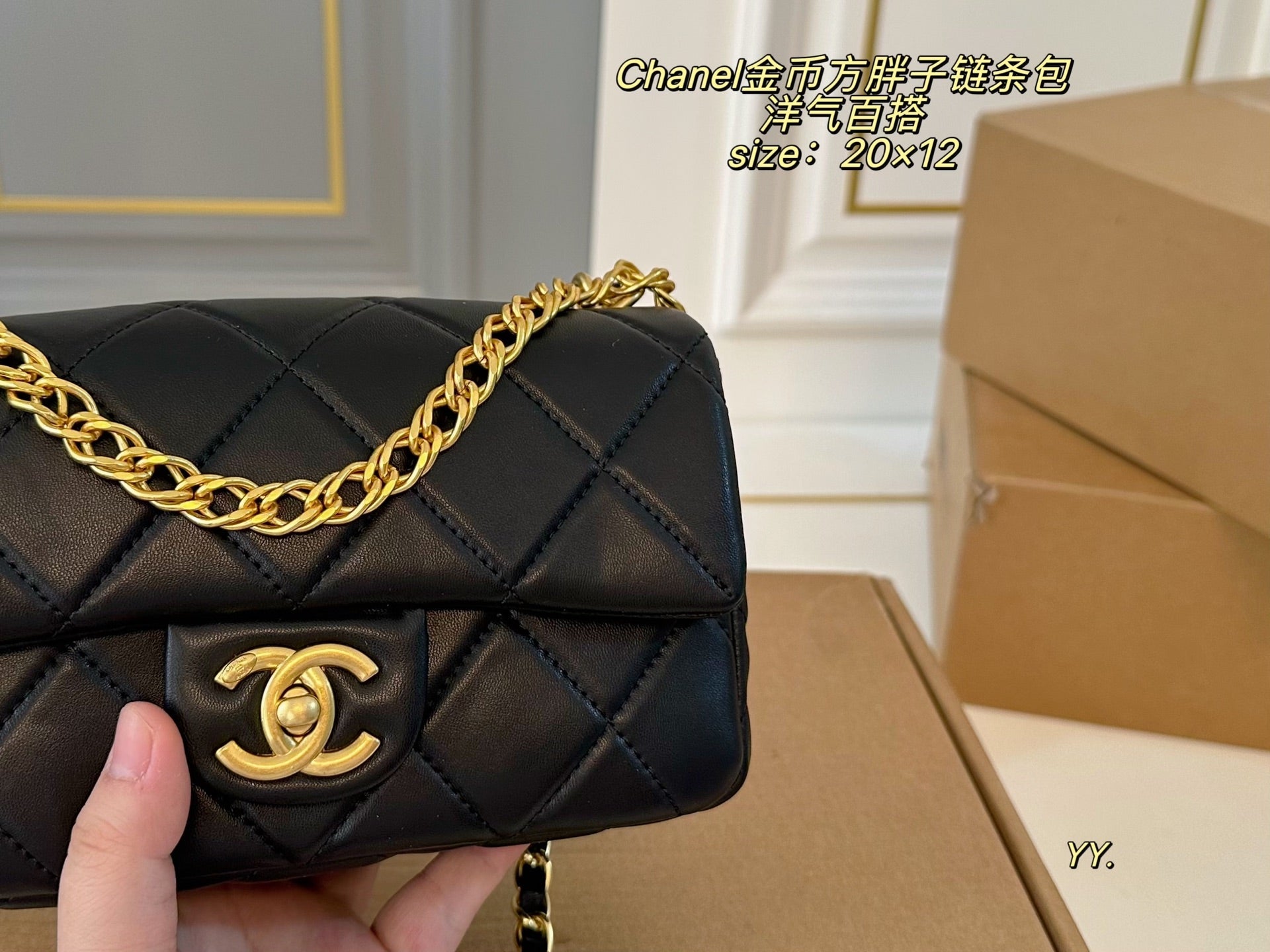 CHANEL Gold Coin Chain Square Bag