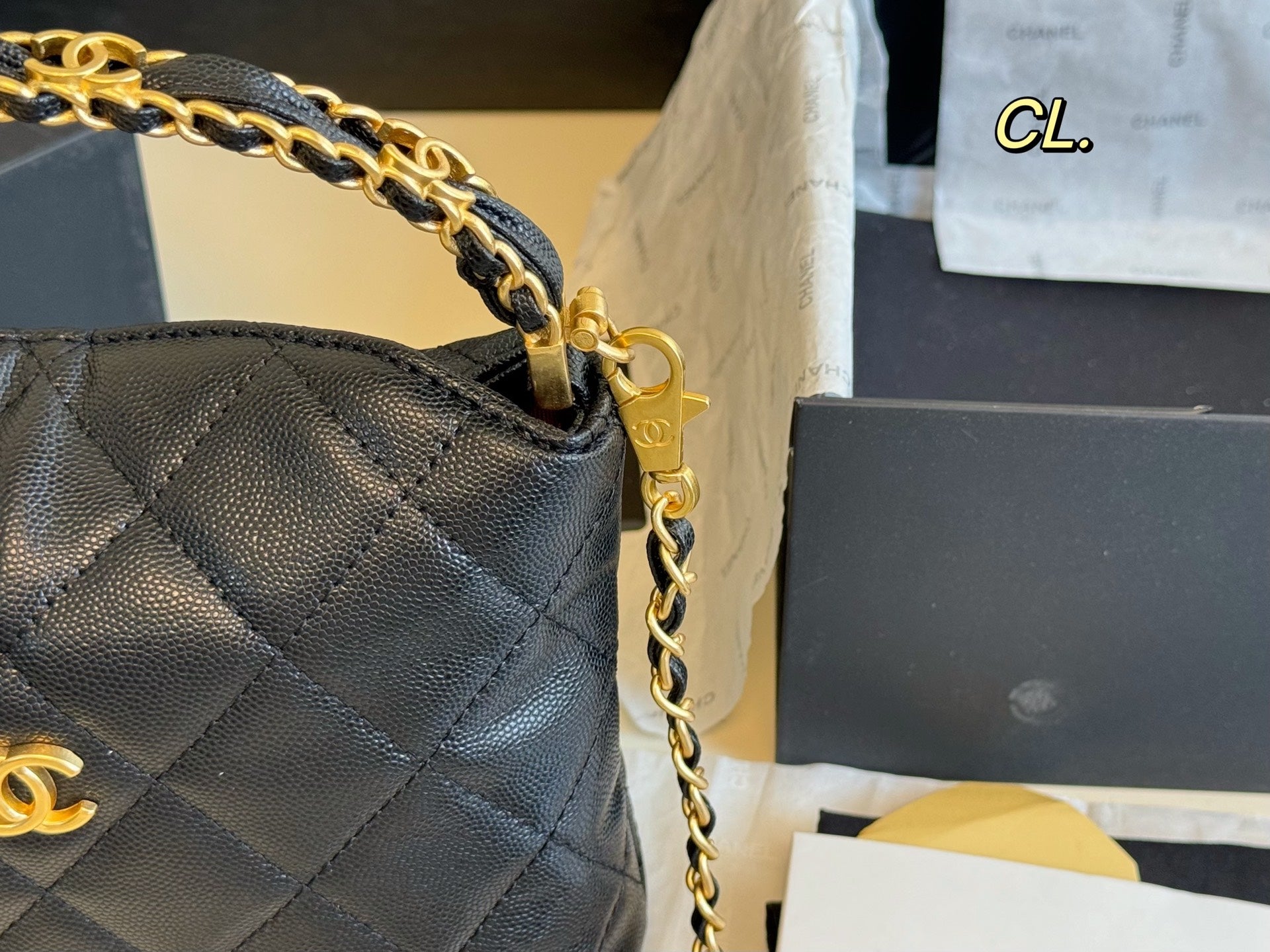 CHANEL 24a hobo Lunch box bag with metal handle