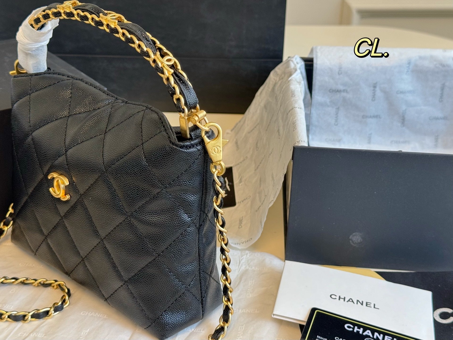 CHANEL 24a hobo Lunch box bag with metal handle