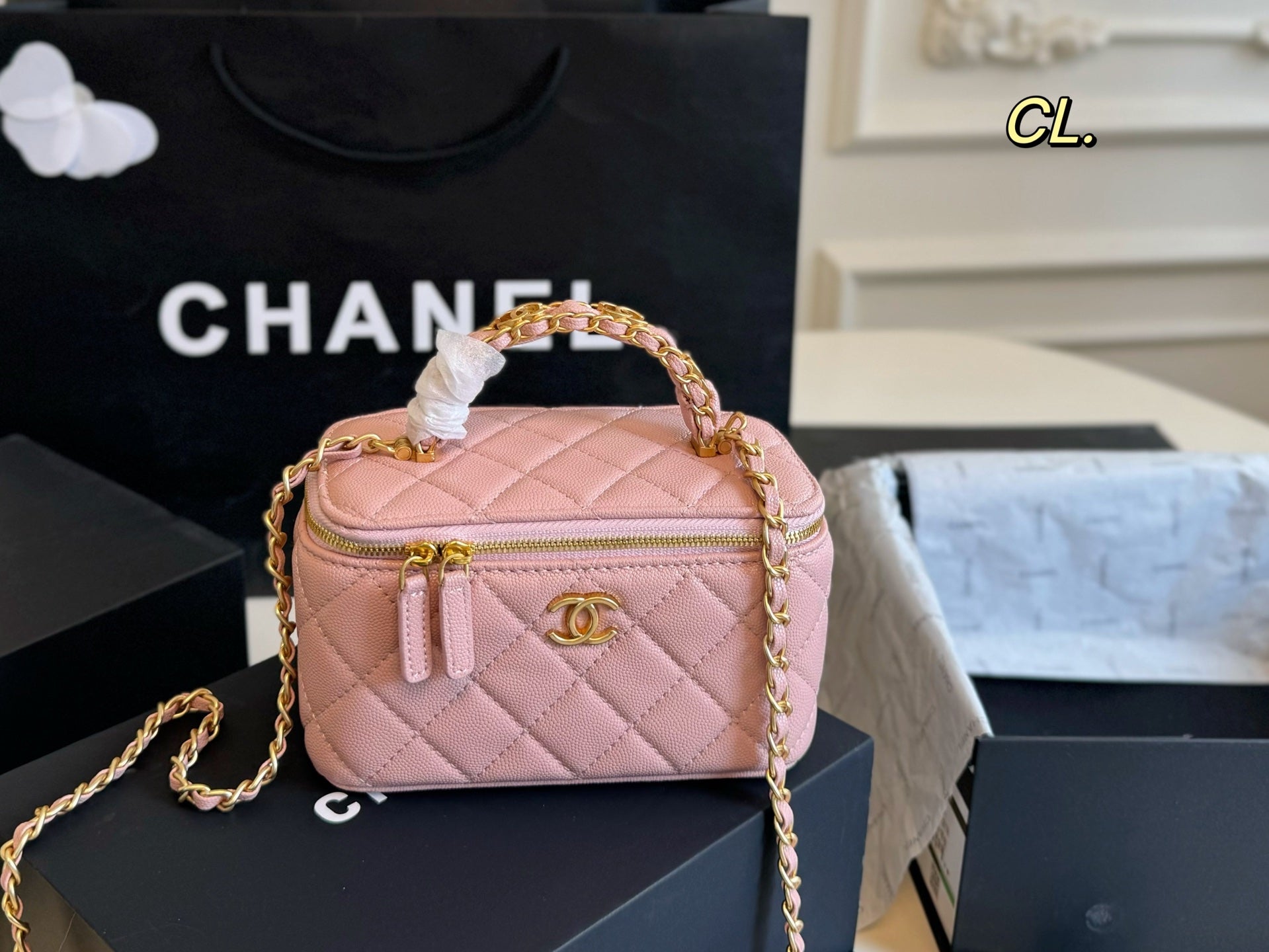 CHANEL Checkerboard Handle Box Bag