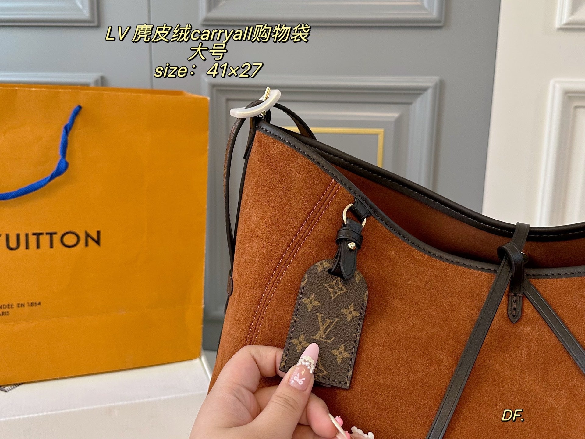 LV  Carryall Suede Shopping Bag