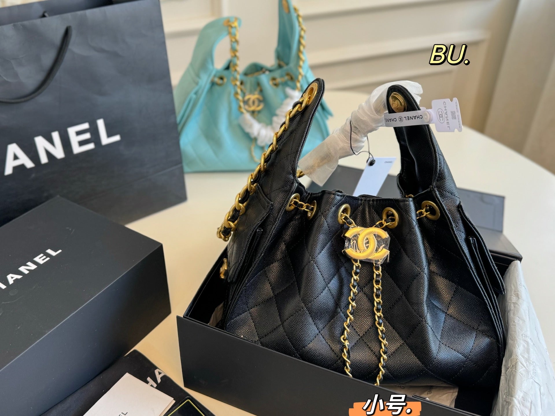 CHANEL 25c hobo Drawstring Chain Bucket Bag