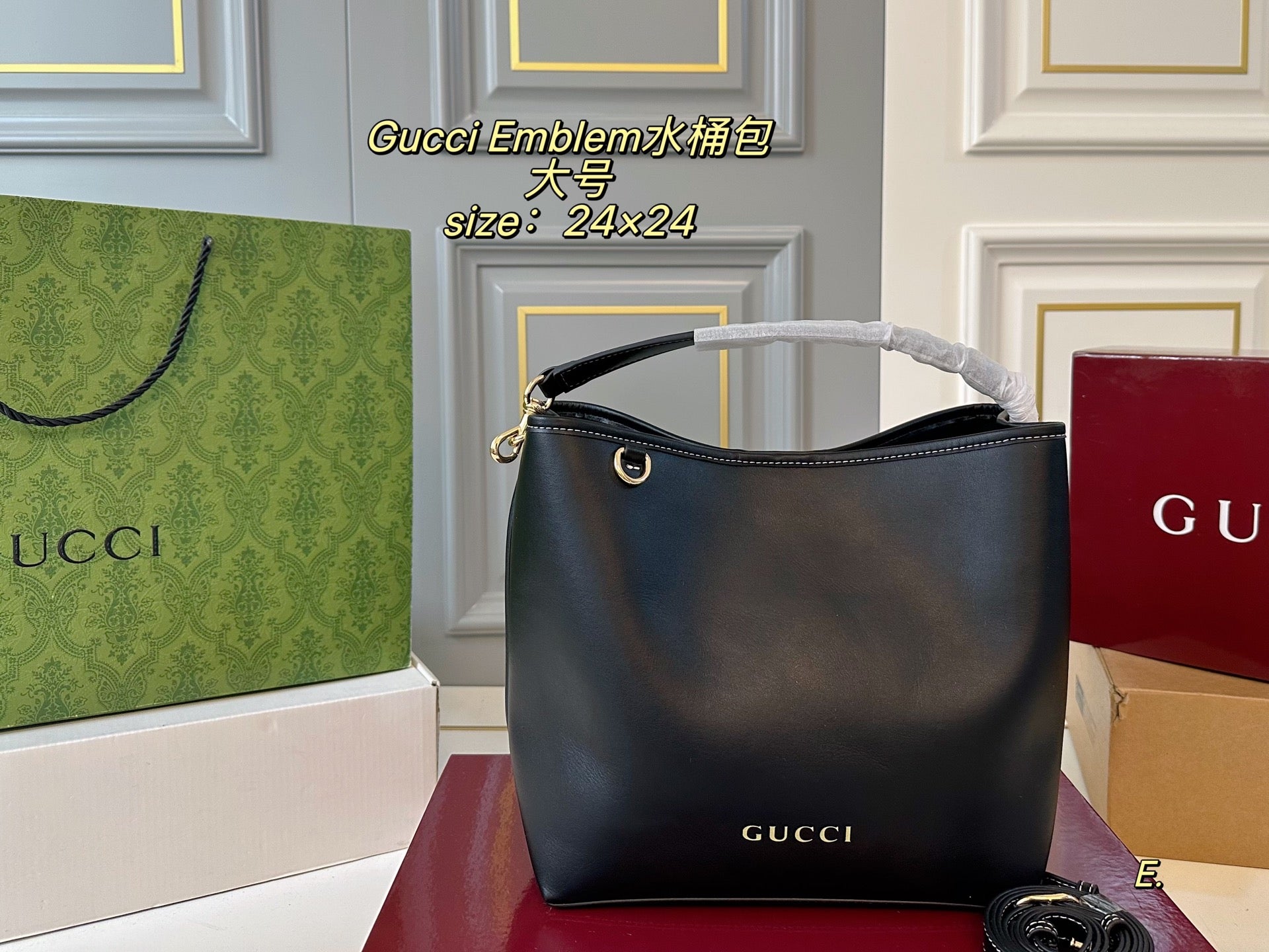 GUCCI Emblem Bucket Bag