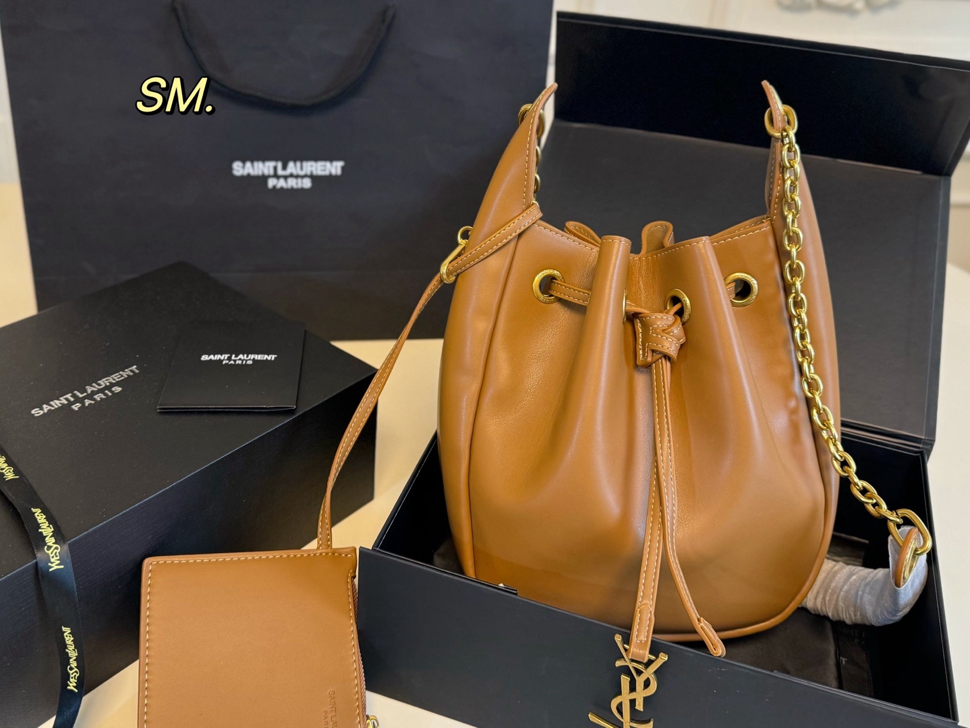 YSL Drawstring bucket shopping bag